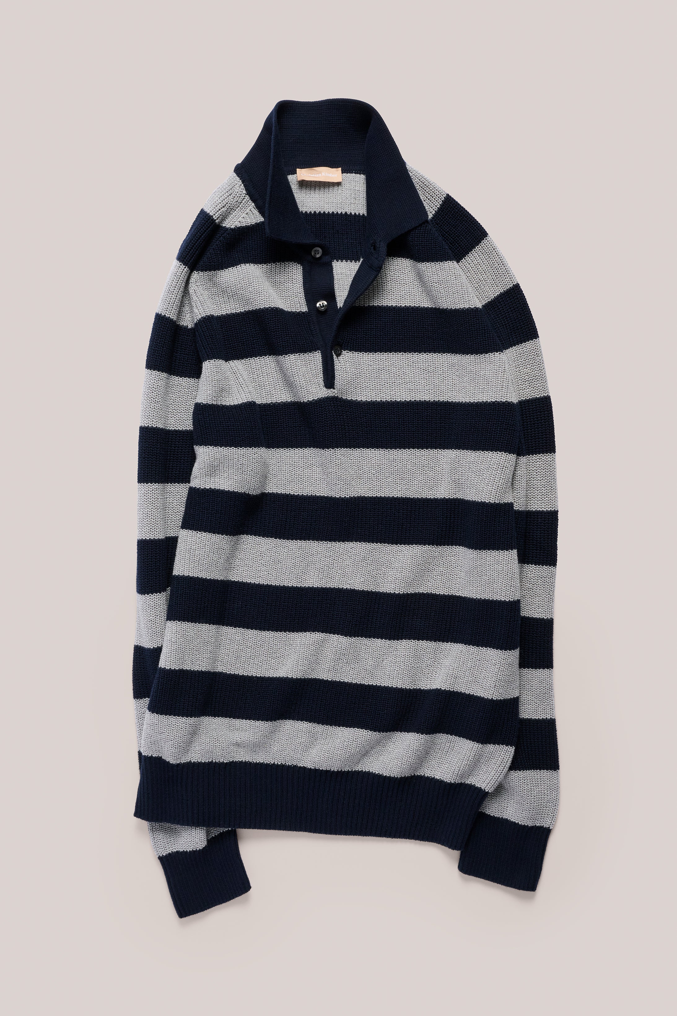 Raglan Polo Stripes - Navy and Grey