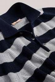 Raglan Polo Stripes - Navy and Grey