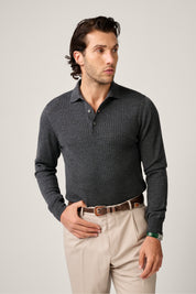 Hampden Merino Wool Polo - Anthracite
