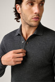 Hampden Merino Wool Polo - Anthracite