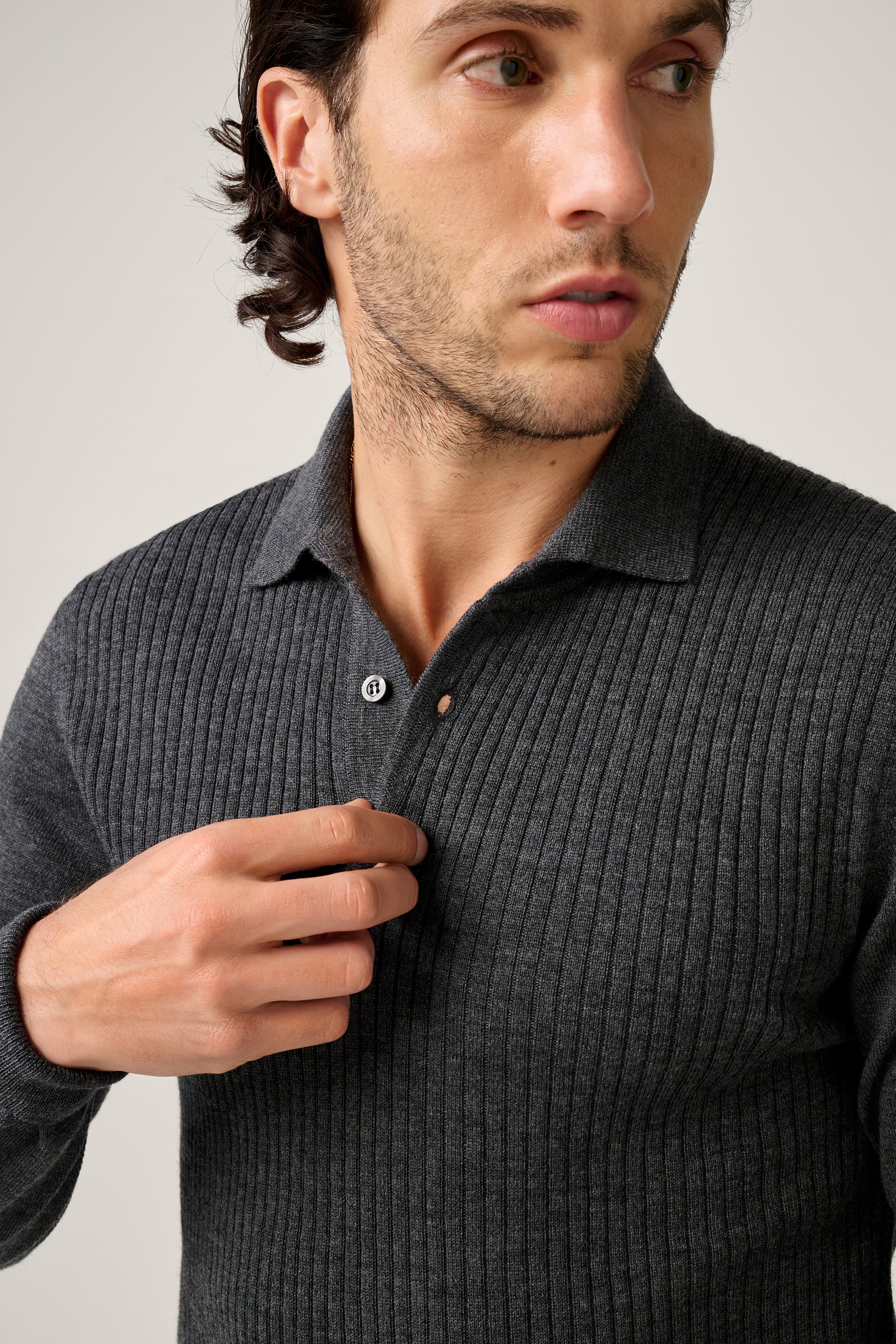 Hampden Merino Wool Polo - Anthracite
