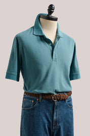 Rosebud Short Sleeved Polo - Garment-Dyed Petrol