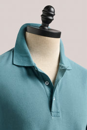 Rosebud Short Sleeved Polo - Garment-Dyed Petrol
