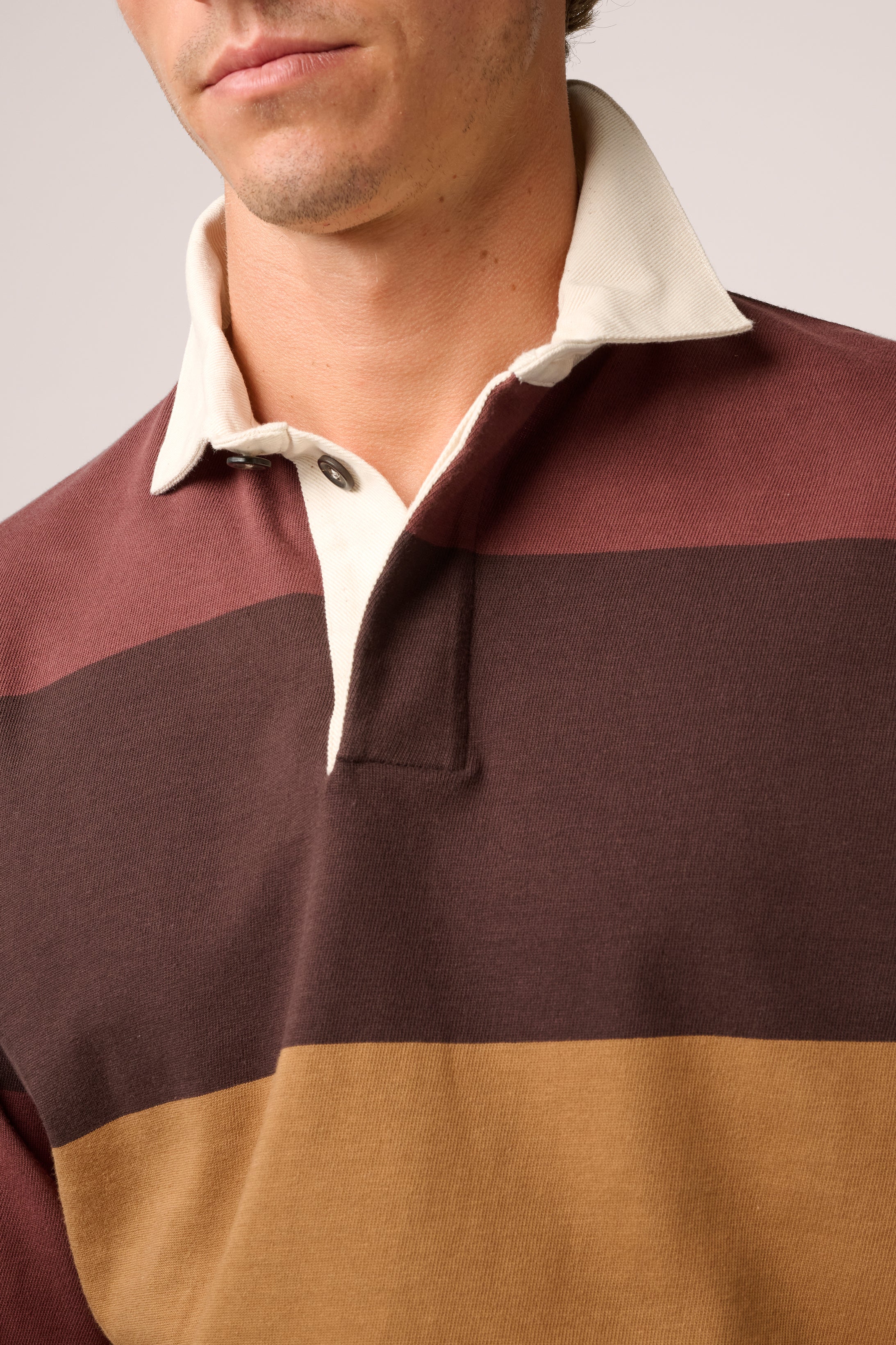 トップス DIGAWEL RUGBY SHIRT (CAMEL) 2 Rugby Stripe Polo Shirt – DIGAWEL ONLINE STORE