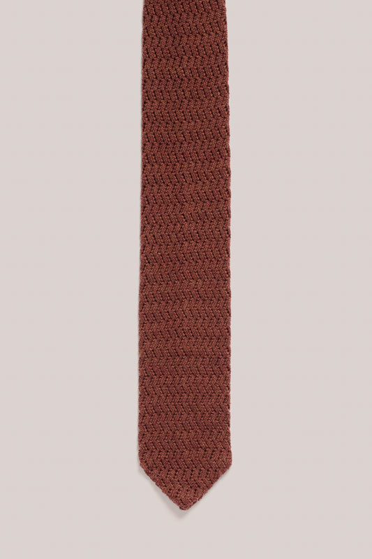 Knitted Tie - Wool - Rust