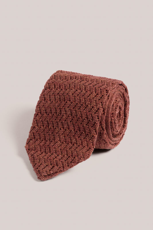 Knitted Tie - Wool - Rust