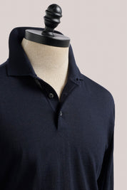 Rye Paperweight Merino Long Sleeve Polo - Noir