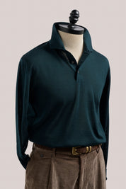 Rye Paperweight Merino Long Sleeve Polo - Forest