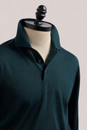 Rye Paperweight Merino Long Sleeve Polo - Forest