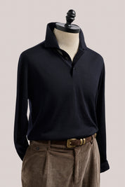 Rye Paperweight Merino Long Sleeve Polo - Navy
