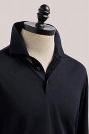 Rye Paperweight Merino Long Sleeve Polo - Navy