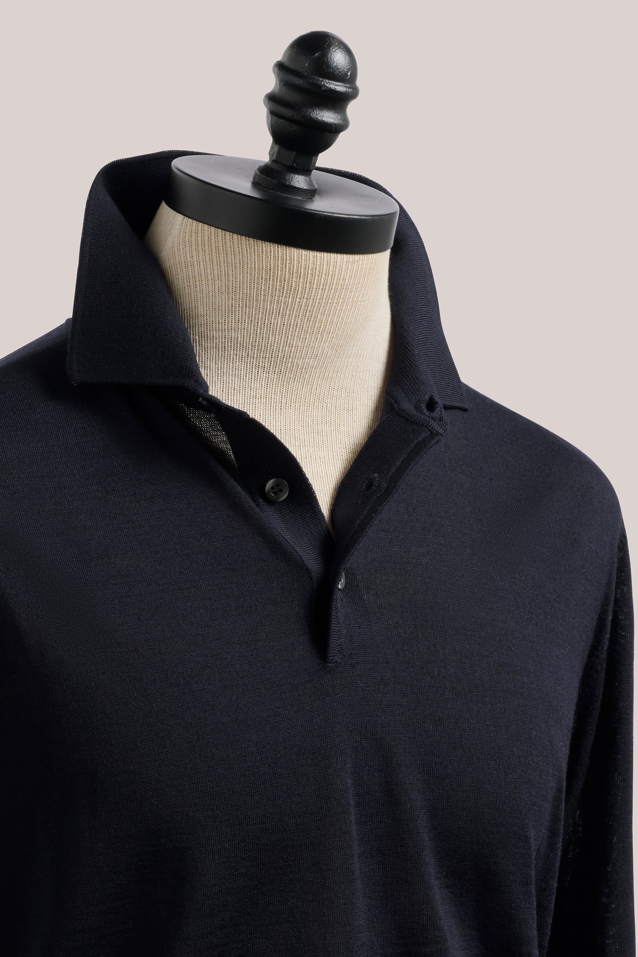 Rye Paperweight Merino Long Sleeve Polo - Navy