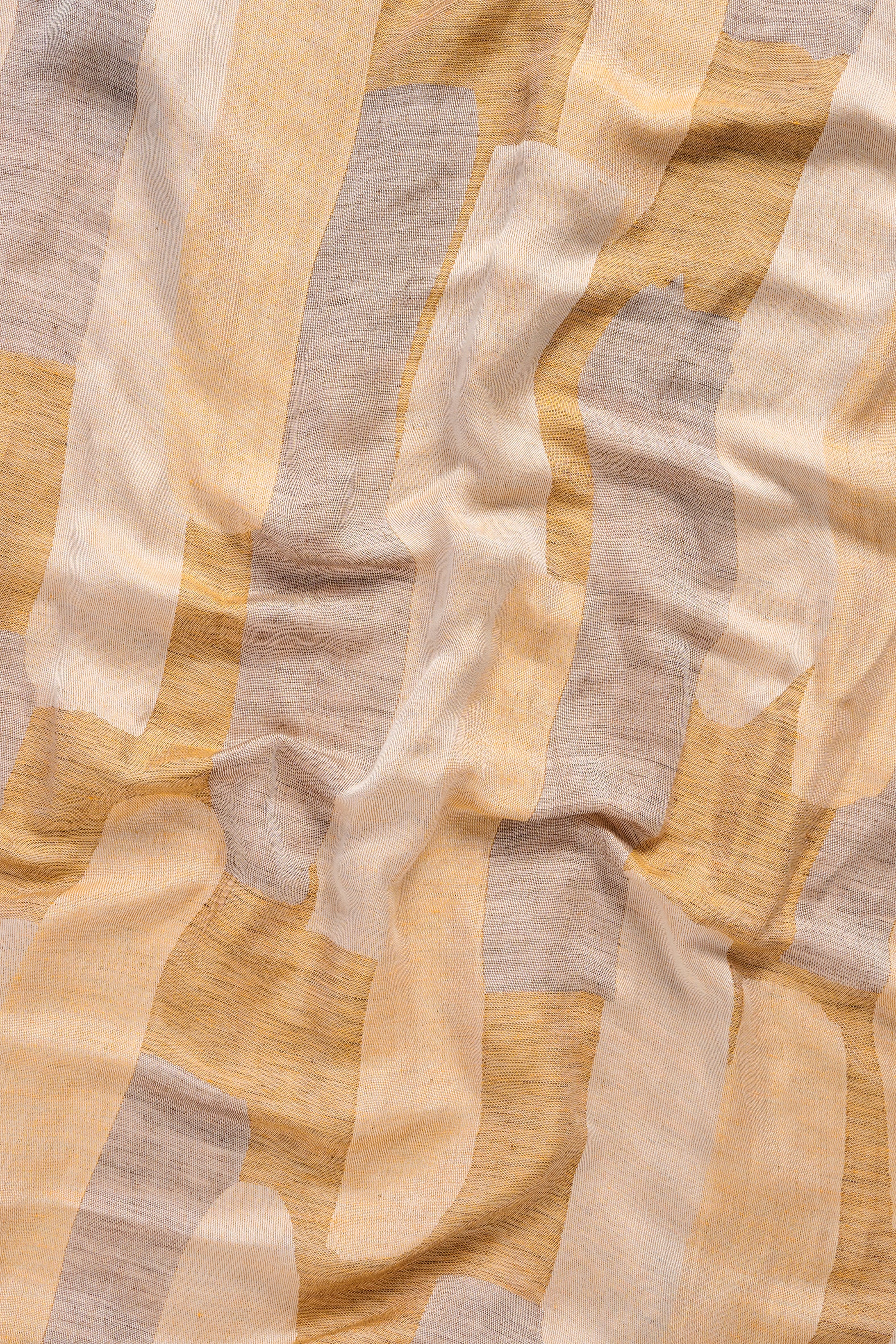 Shawl - Linen & Silk - Taupe/Sand/Caramel Pattern