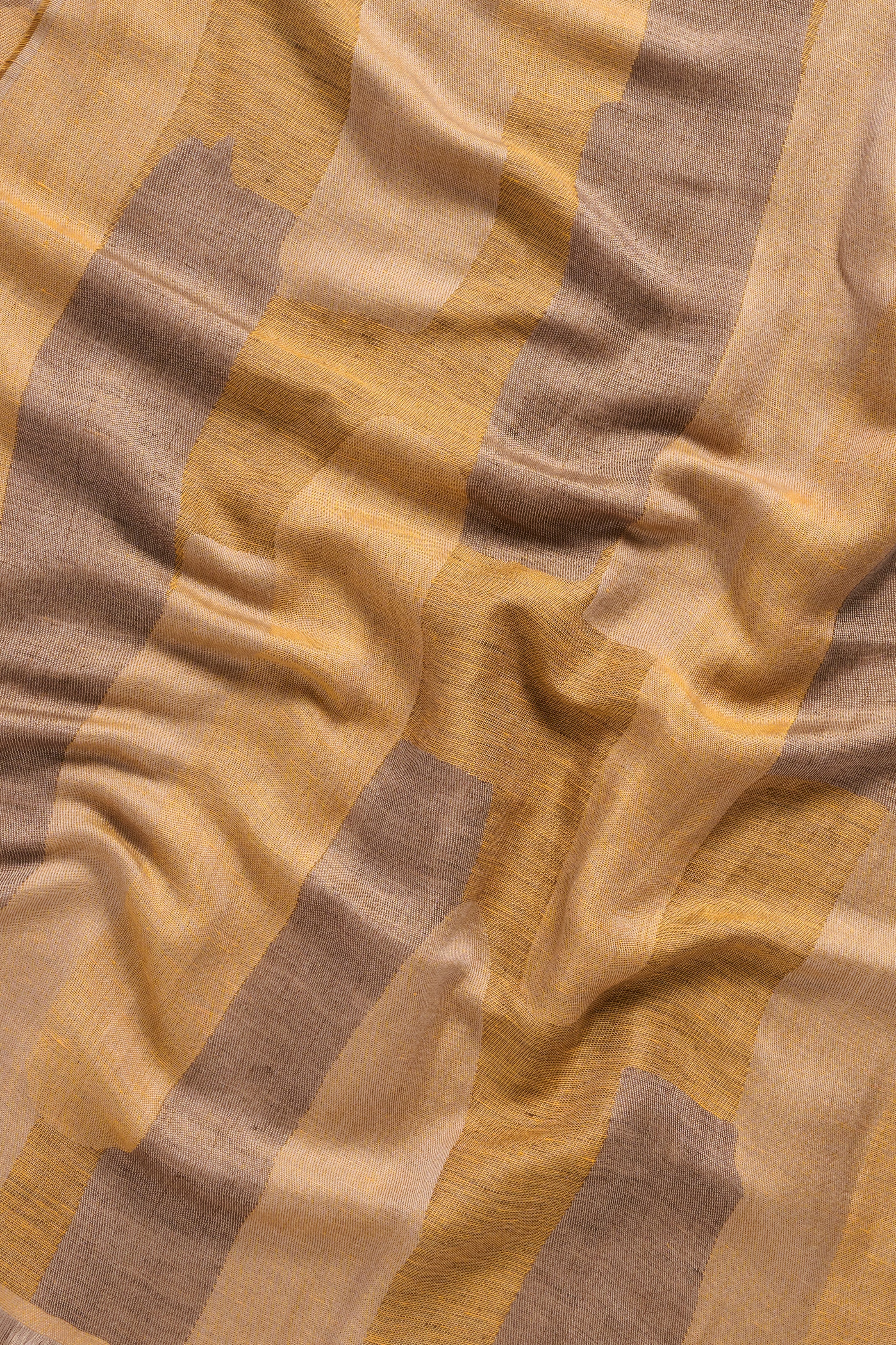 Shawl - Linen & Silk - Orange/Ochre/Taupe Pattern