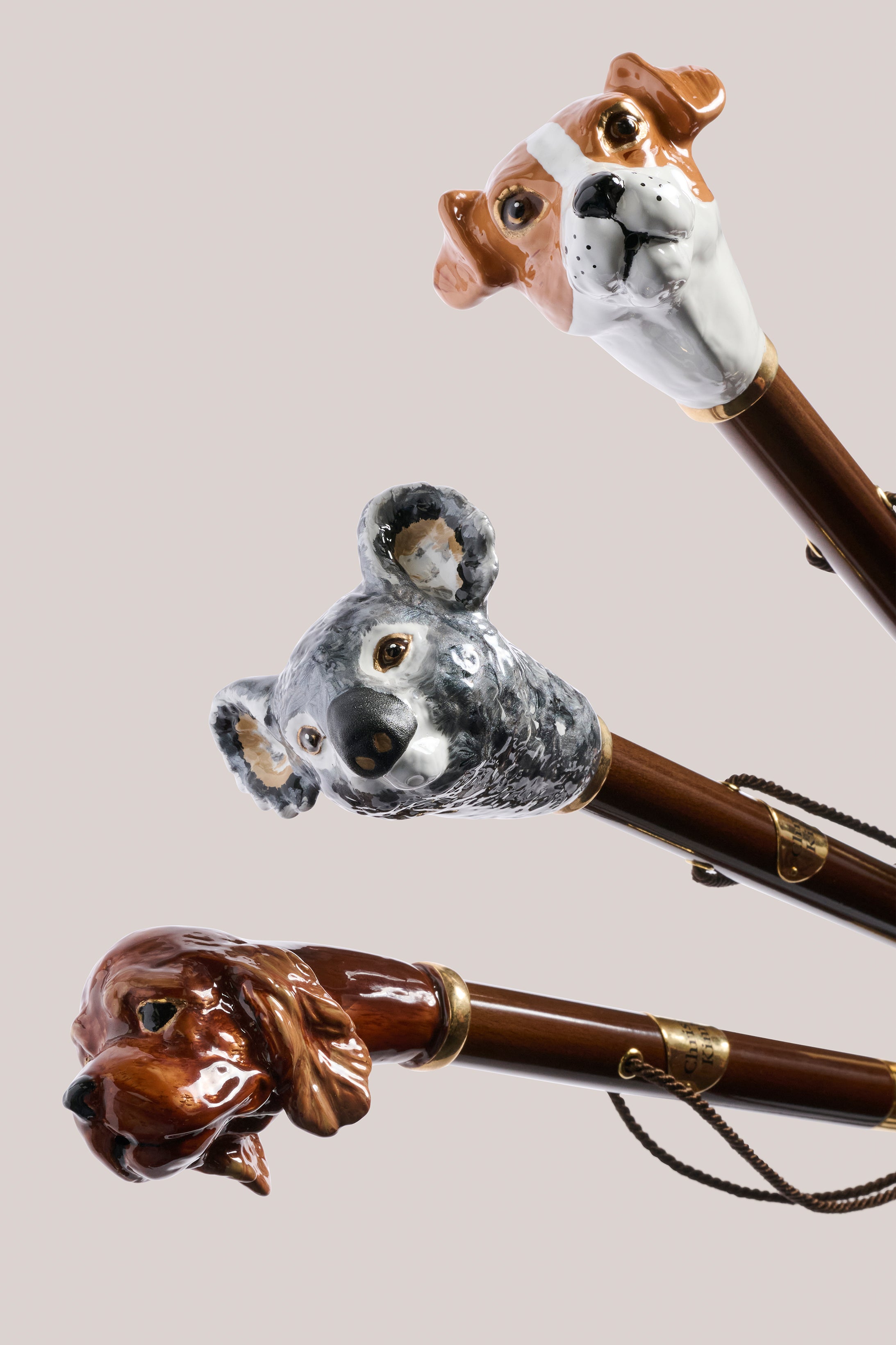 Handmade Shoehorn - Brown Wood with Gold Accents (Koala