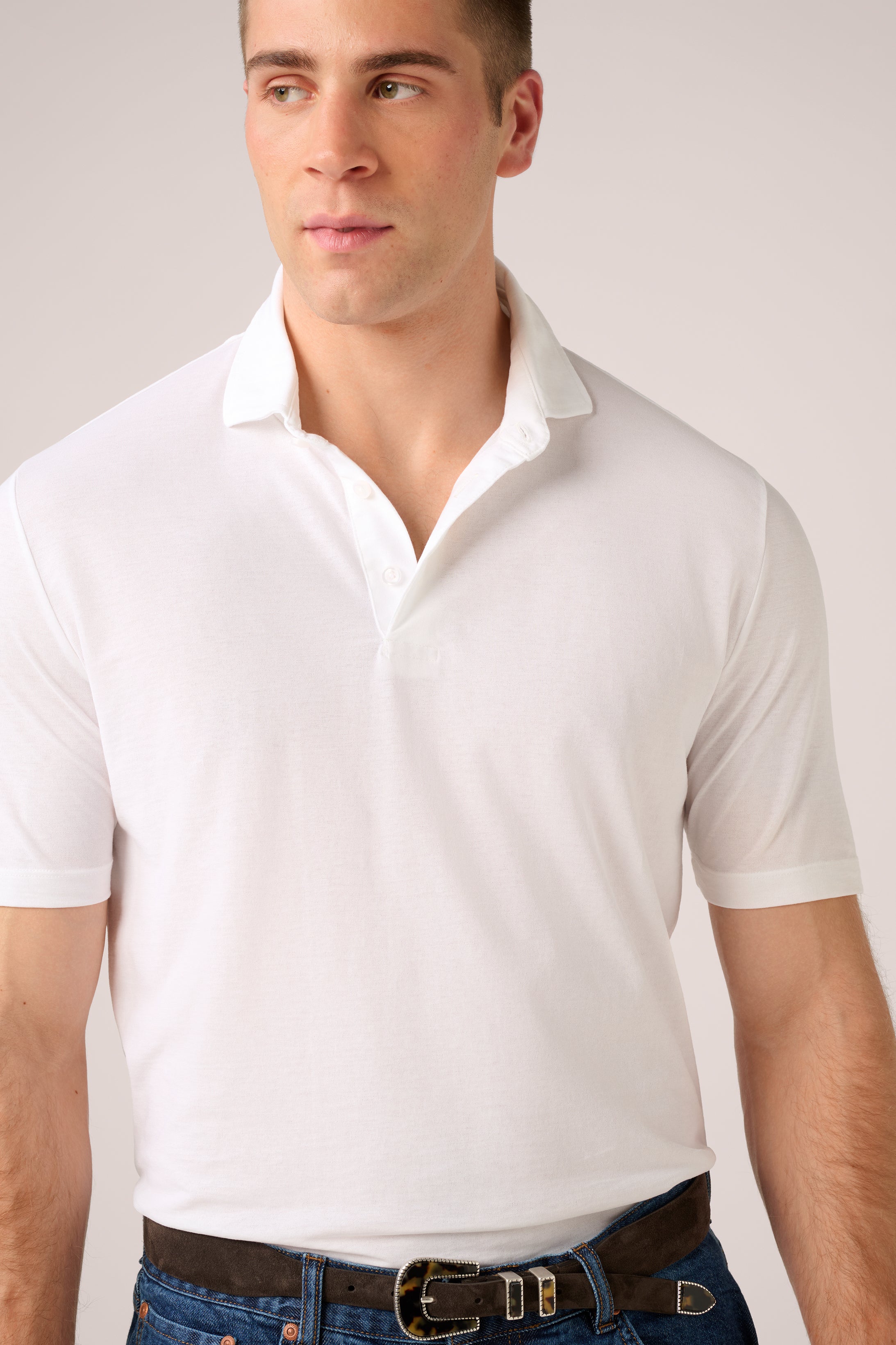 Short-Sleeved Polo - Ice Cotton - Optic White