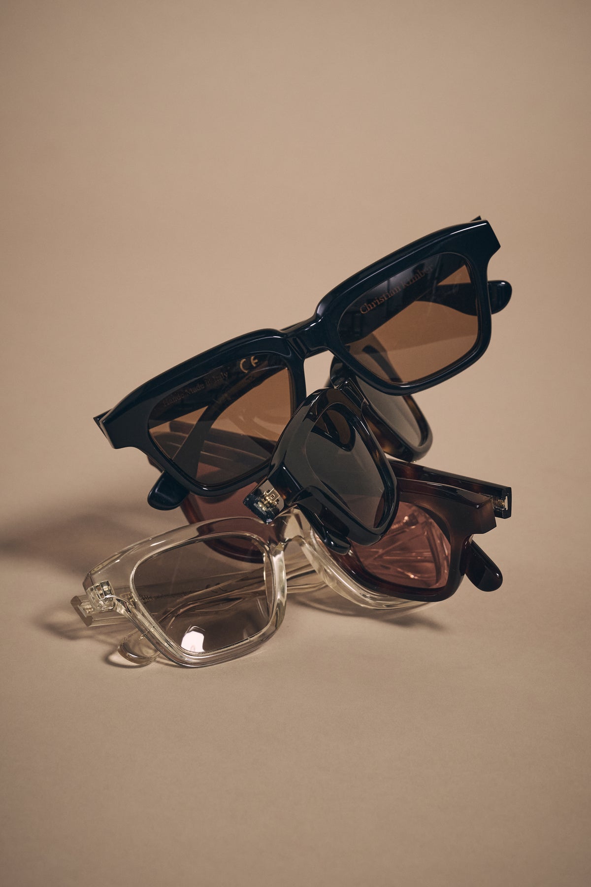 Kelsey Sunglasses - Italian Acetate - Translucent Champagne Lens & Brick Lens