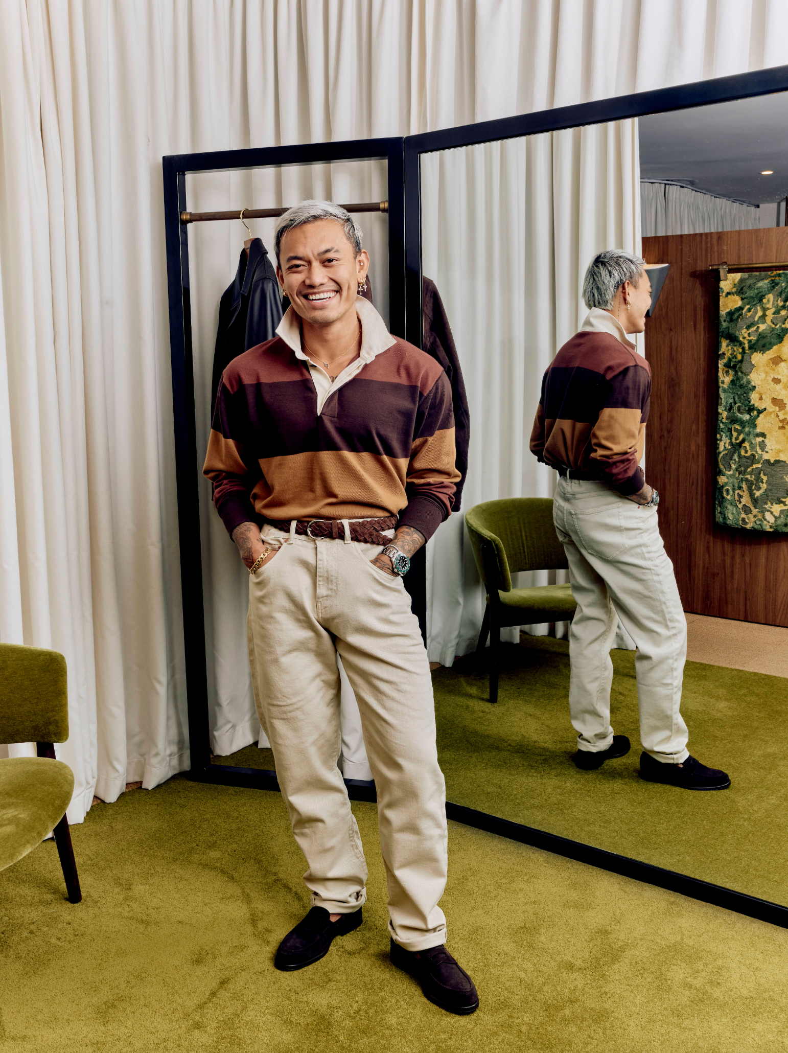 Mornington Rugby Shirt - Maroon/Brown/Ochre Stripe: Pre-Order