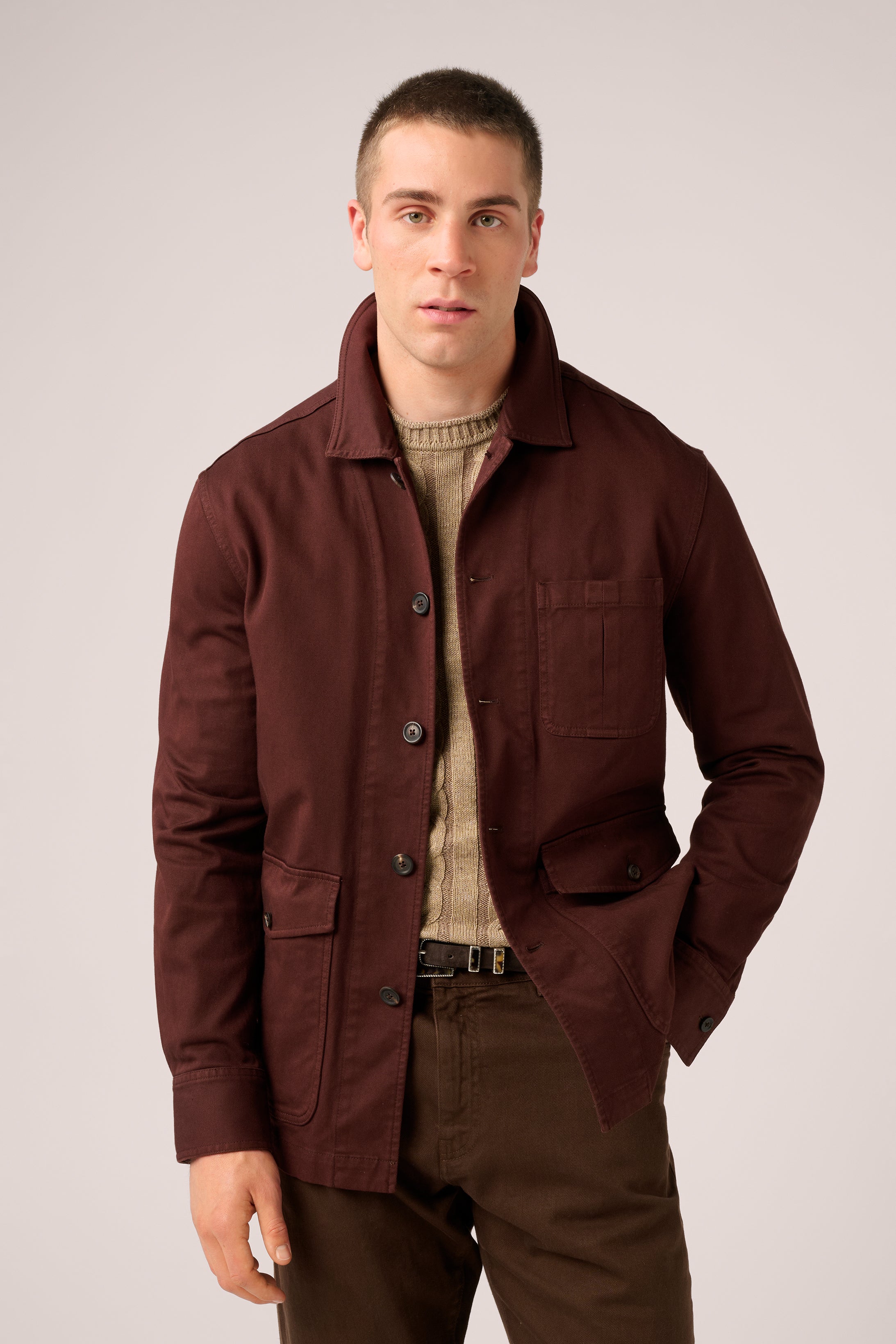 Fitzroy Chore Jacket - Garment-Dyed Cotton - Burgundy Brown