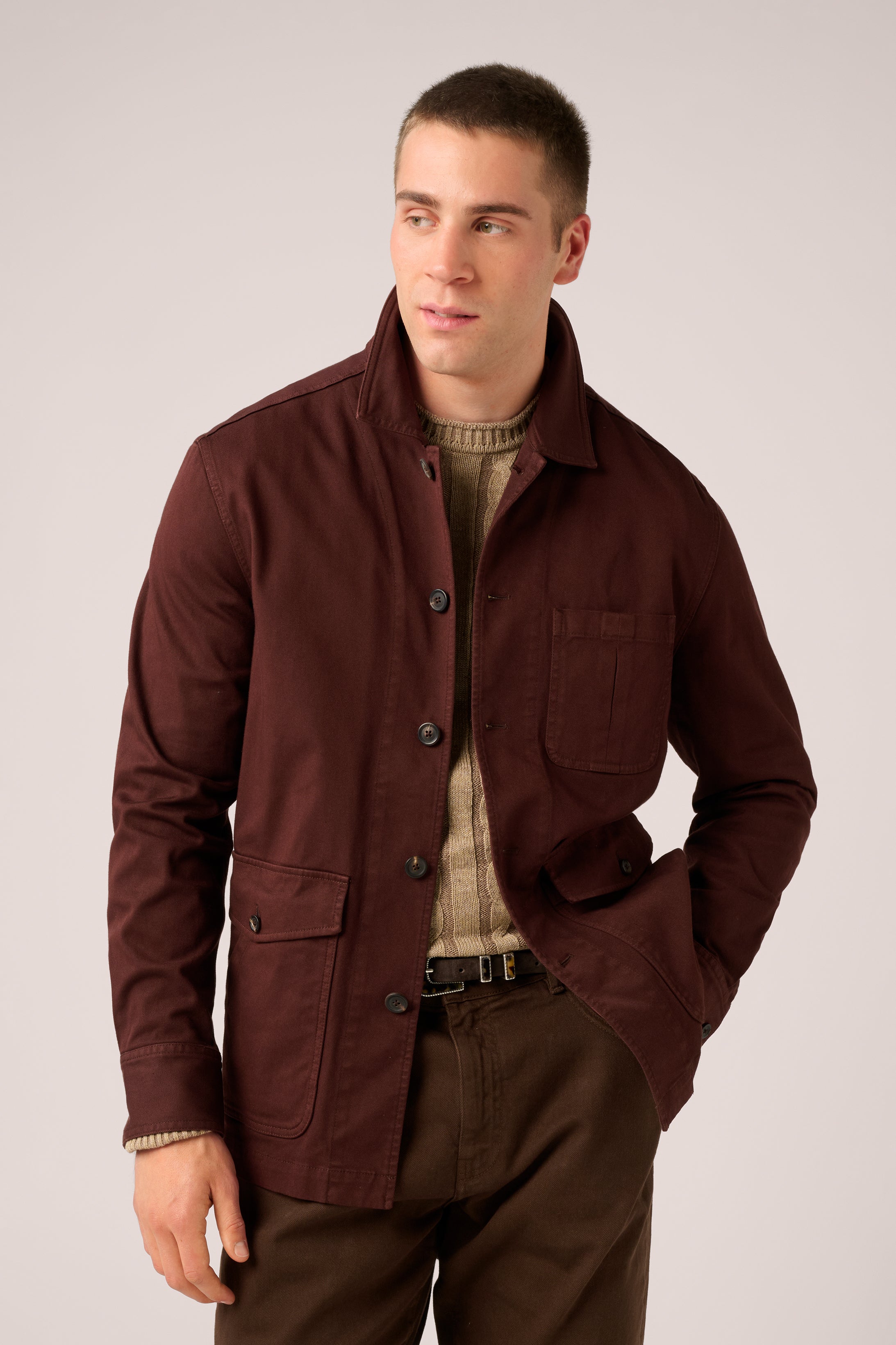 Fitzroy Chore Jacket - Garment-Dyed Cotton - Burgundy Brown