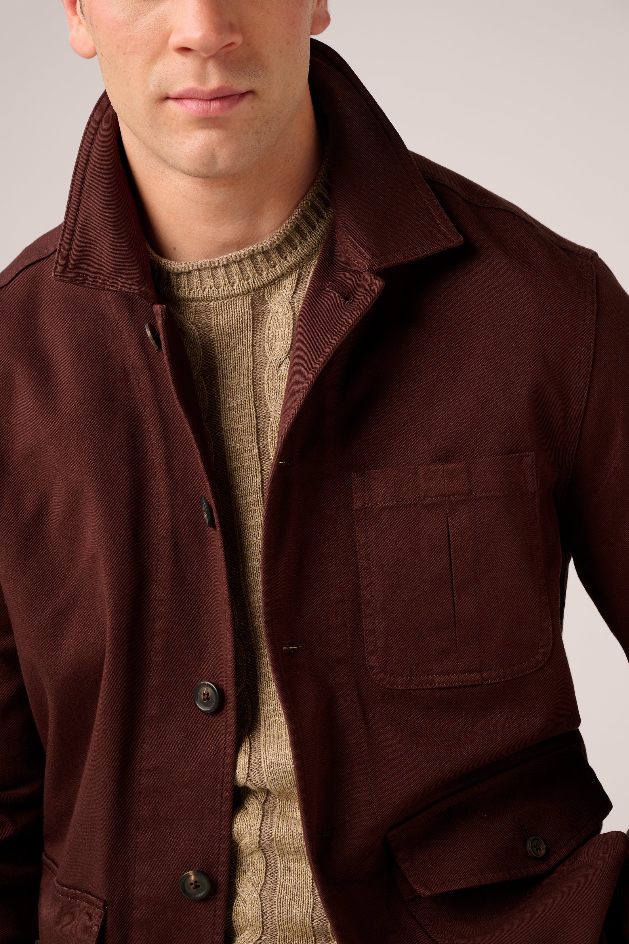 Fitzroy Chore Jacket - Garment-Dyed Cotton - Burgundy Brown