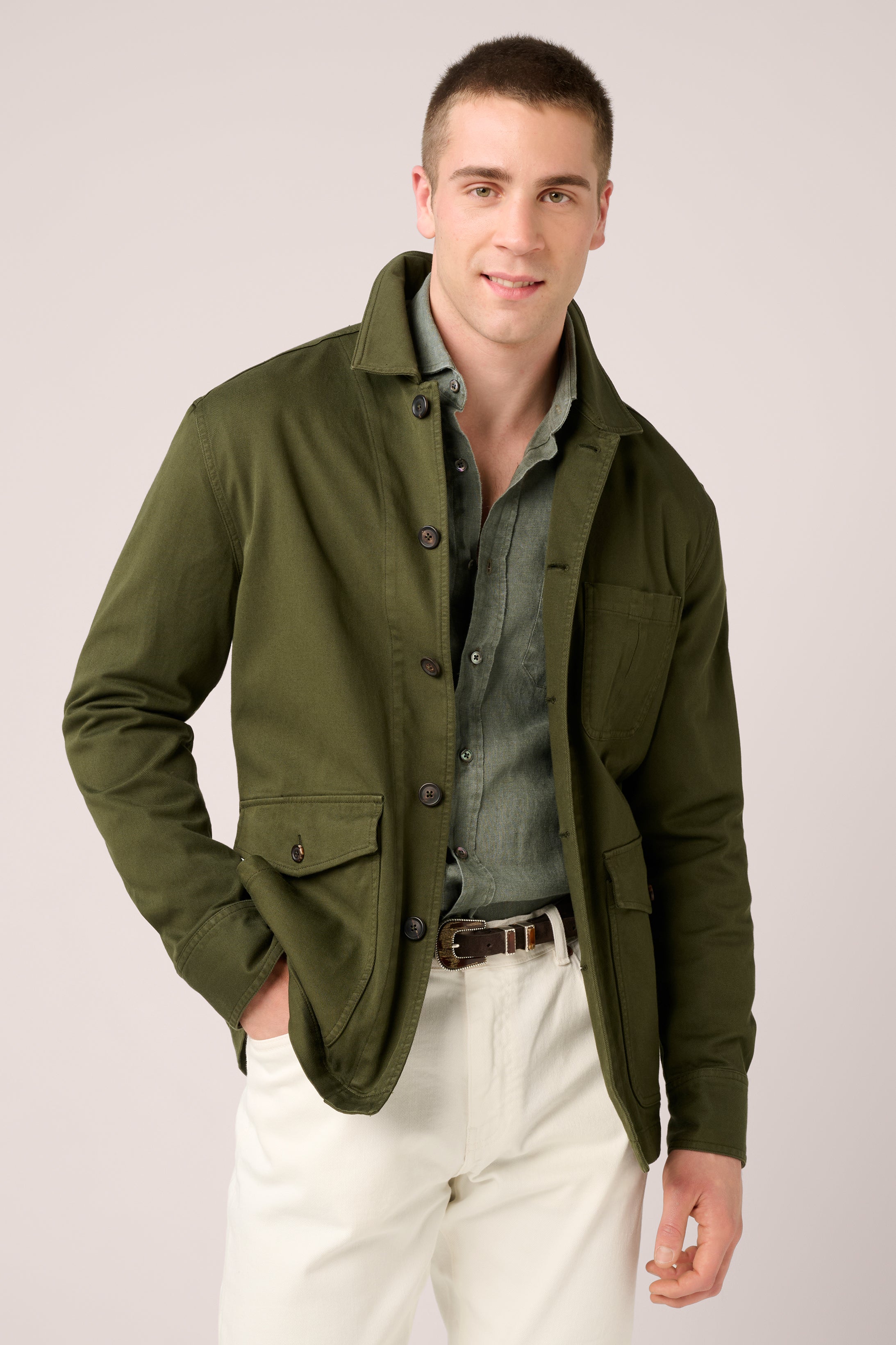 Fitzroy Chore Jacket - Garment-Dyed Cotton - Khaki Green