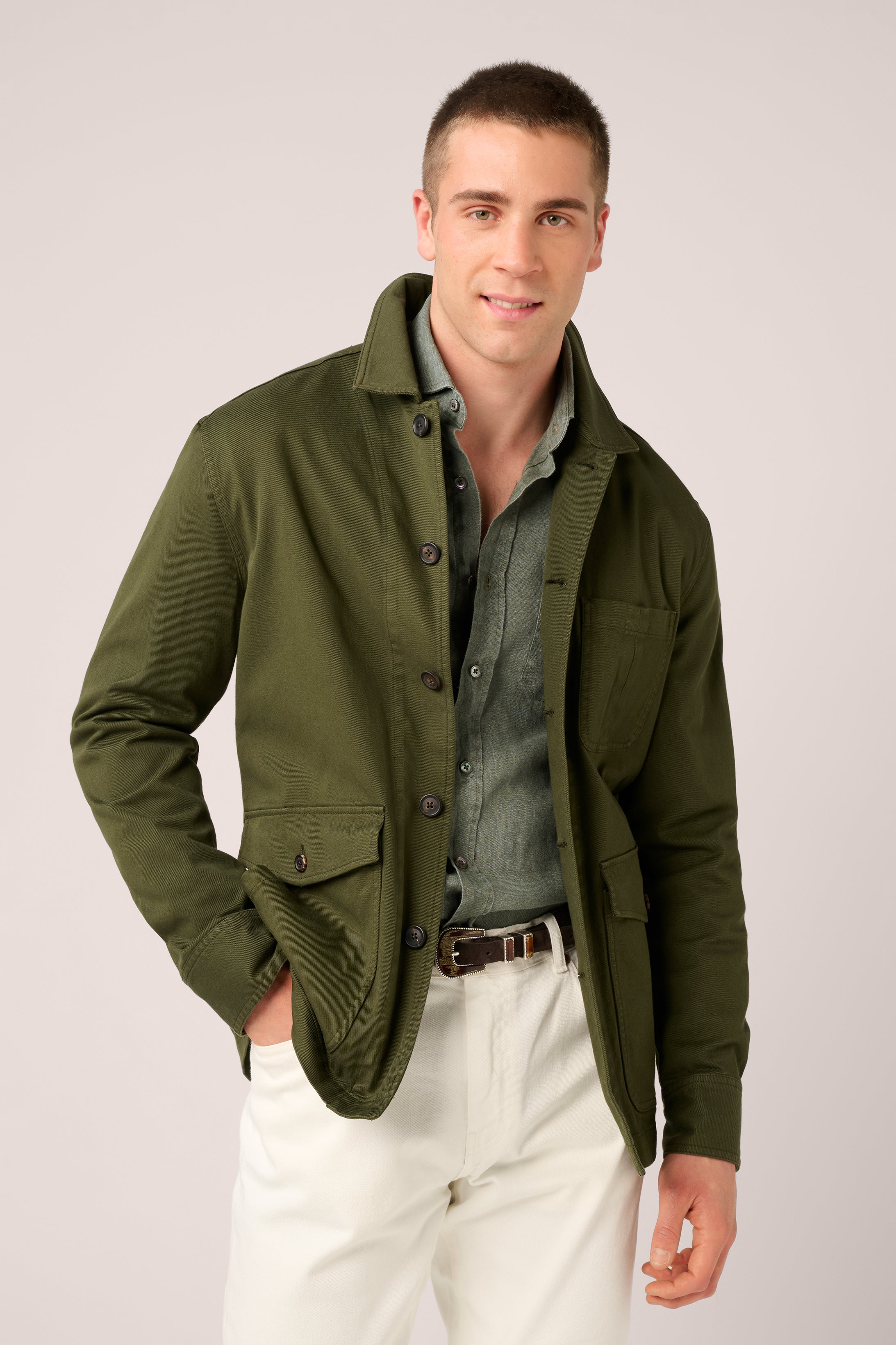 Fitzroy Chore Jacket - Garment-Dyed Cotton - Khaki Green