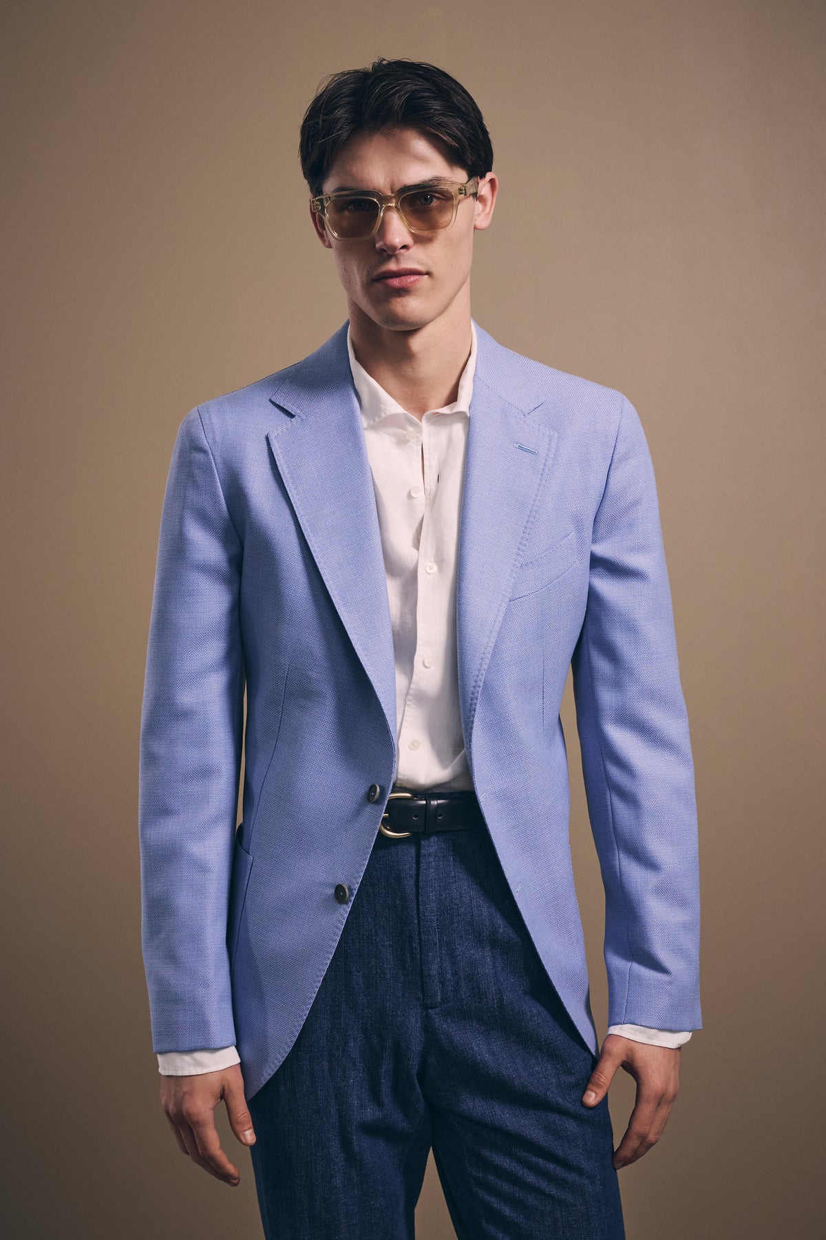Naples Single-Breasted Blazer - Italian Non-Crease Wool - Sky Blue