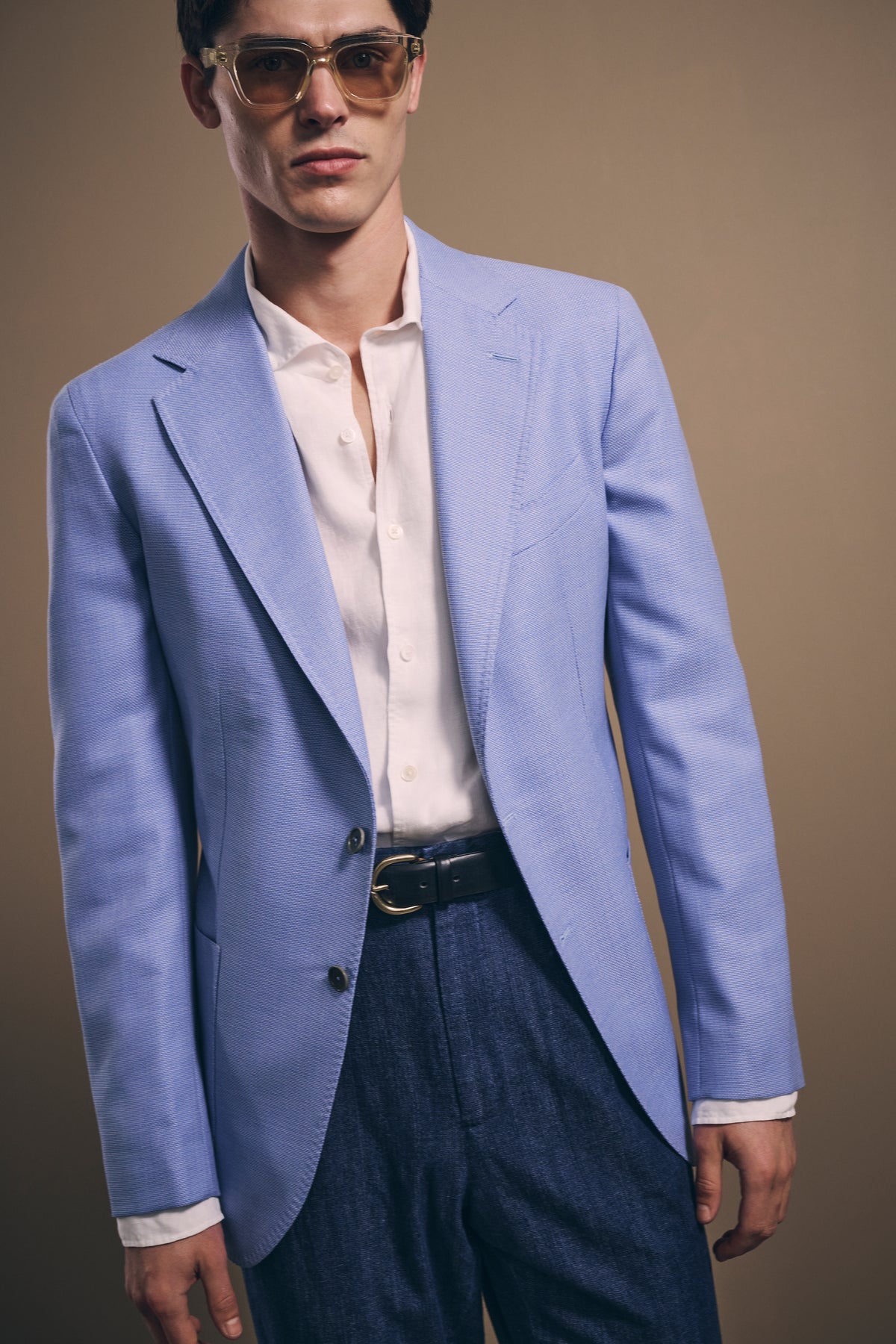 Naples Single-Breasted Blazer - Italian Non-Crease Wool - Sky Blue
