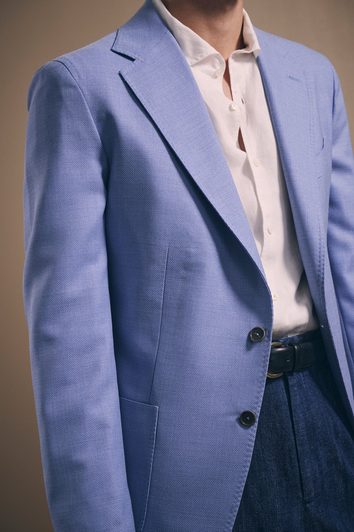 Naples Single-Breasted Blazer - Italian Non-Crease Wool - Sky Blue