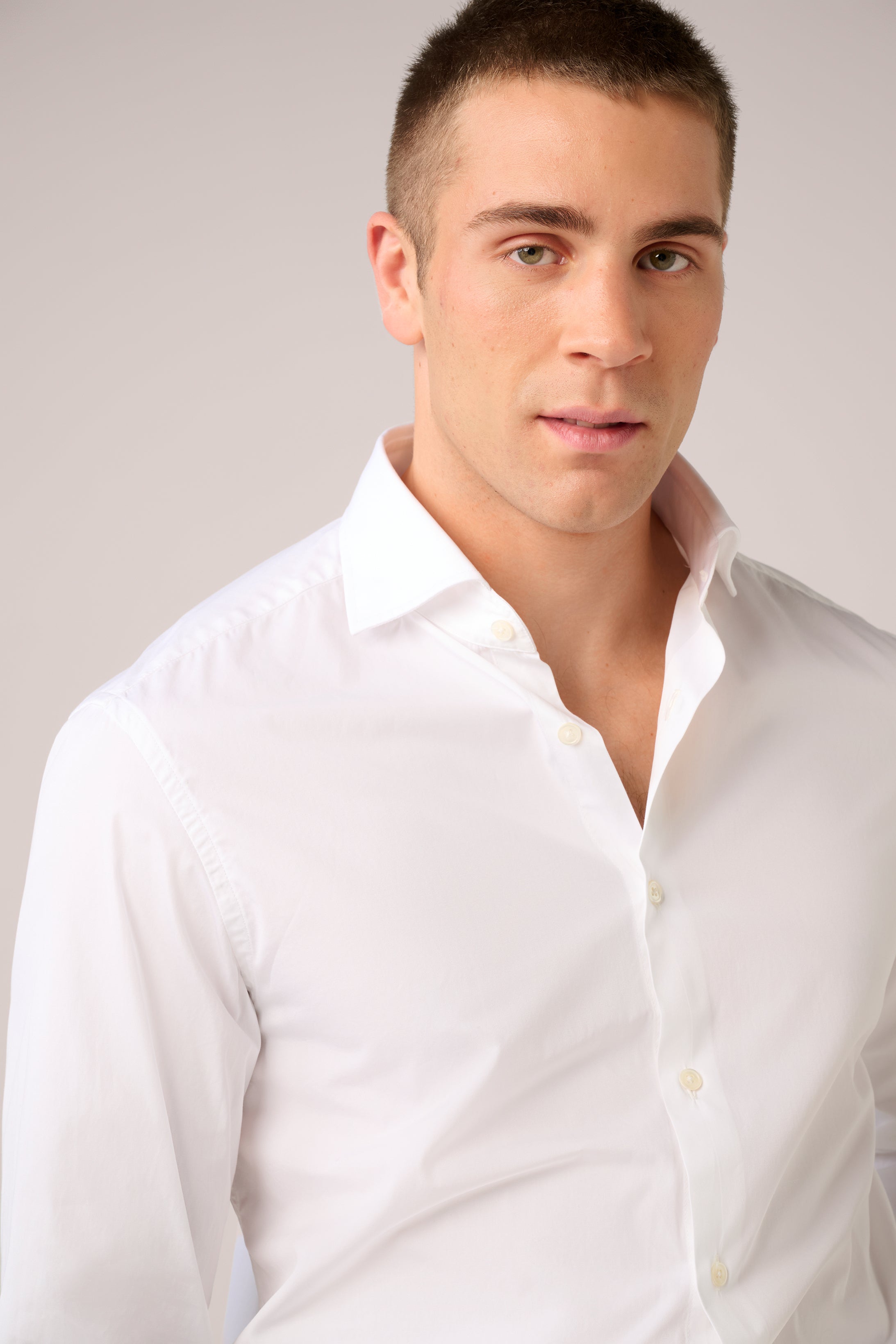 Somelos Spread Collar Work Shirt -  100% Cotton Poplin - Optic White