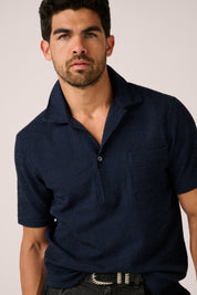 Sorrento Short Sleeve Popover- Navy Seersucker