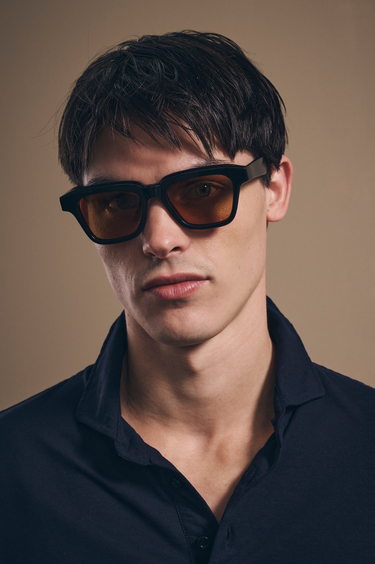 Kelsey Sunglasses - Italian Acetate - Black Frame & Brick Lens