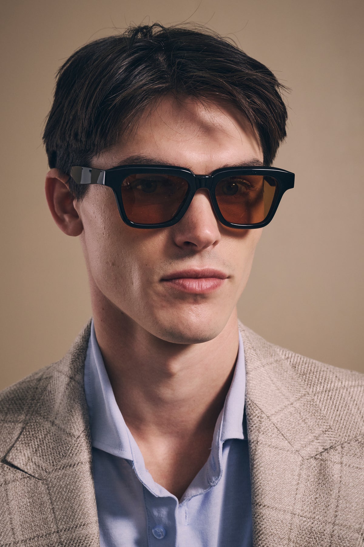 Kelsey Sunglasses - Italian Acetate - Black Frame & Brick Lens