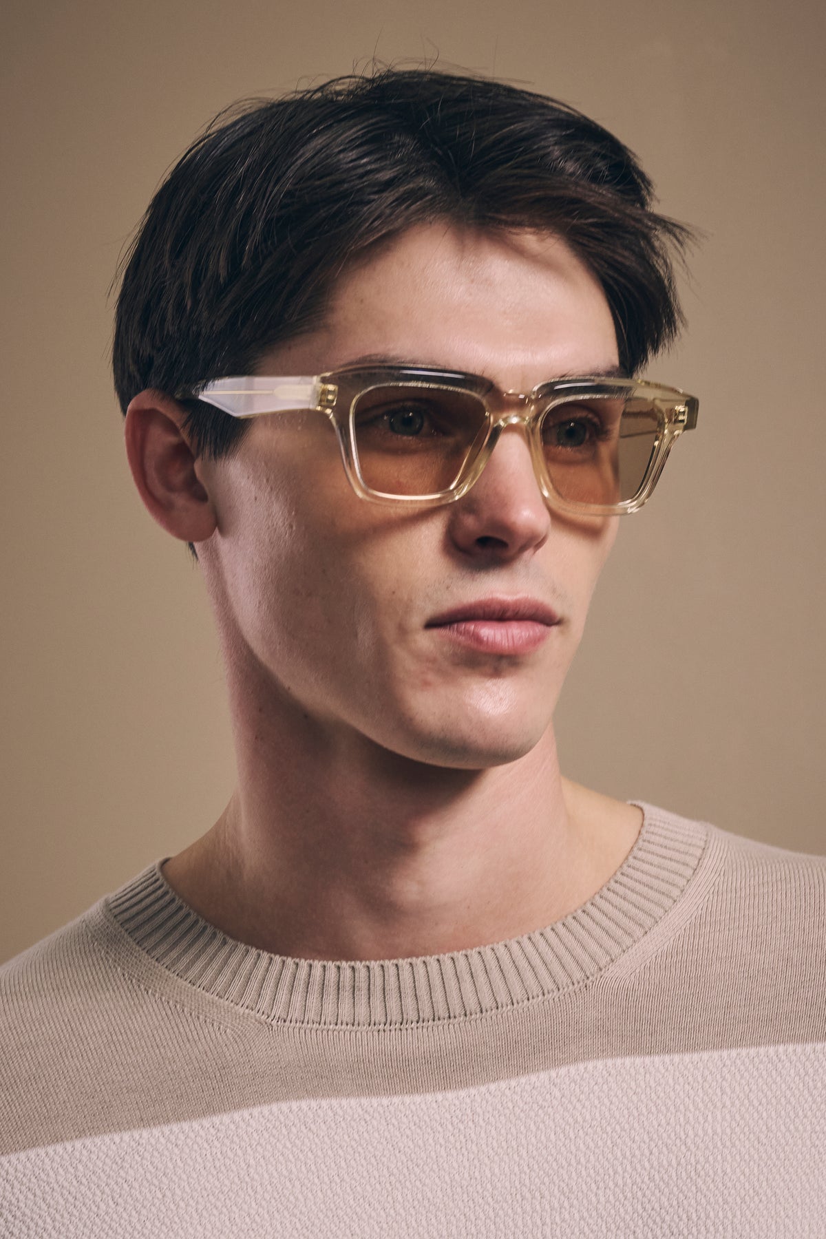 Kelsey Sunglasses - Italian Acetate - Translucent Champagne Lens & Brick Lens