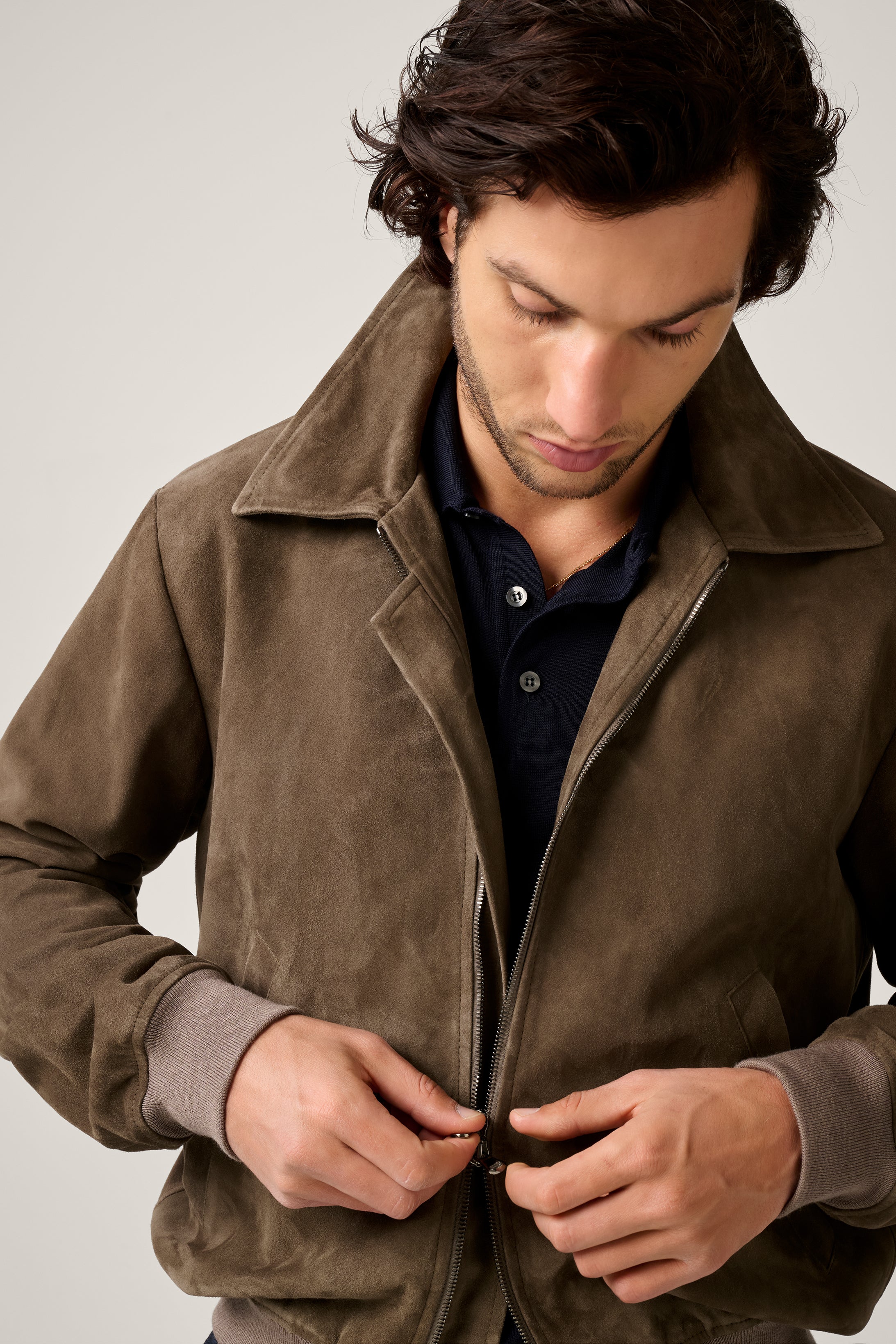 Suede Bomber - Taupe