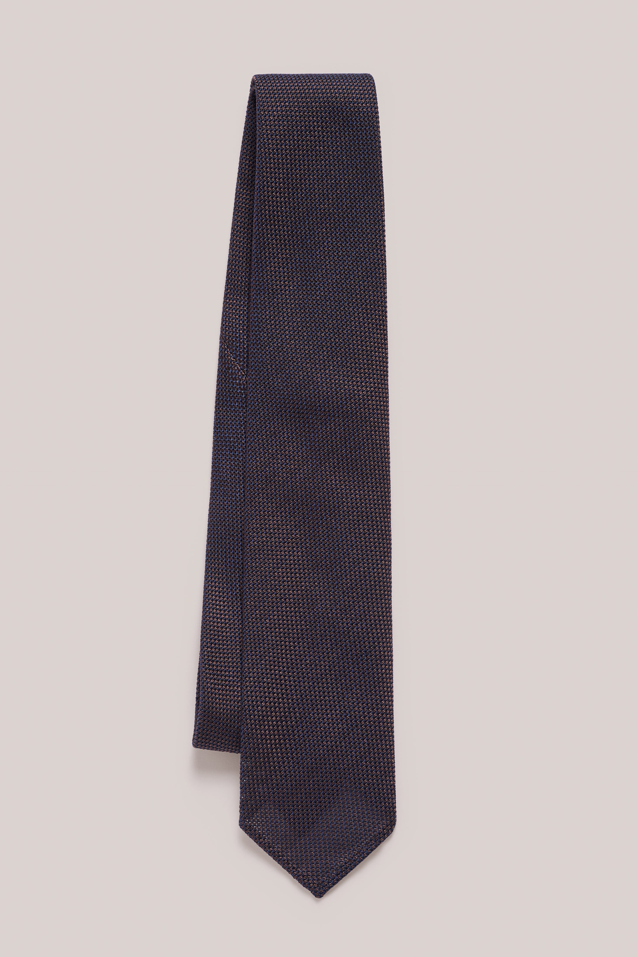 Tie - Silk Grenadine - Navy & Brown Two Tone Cloth