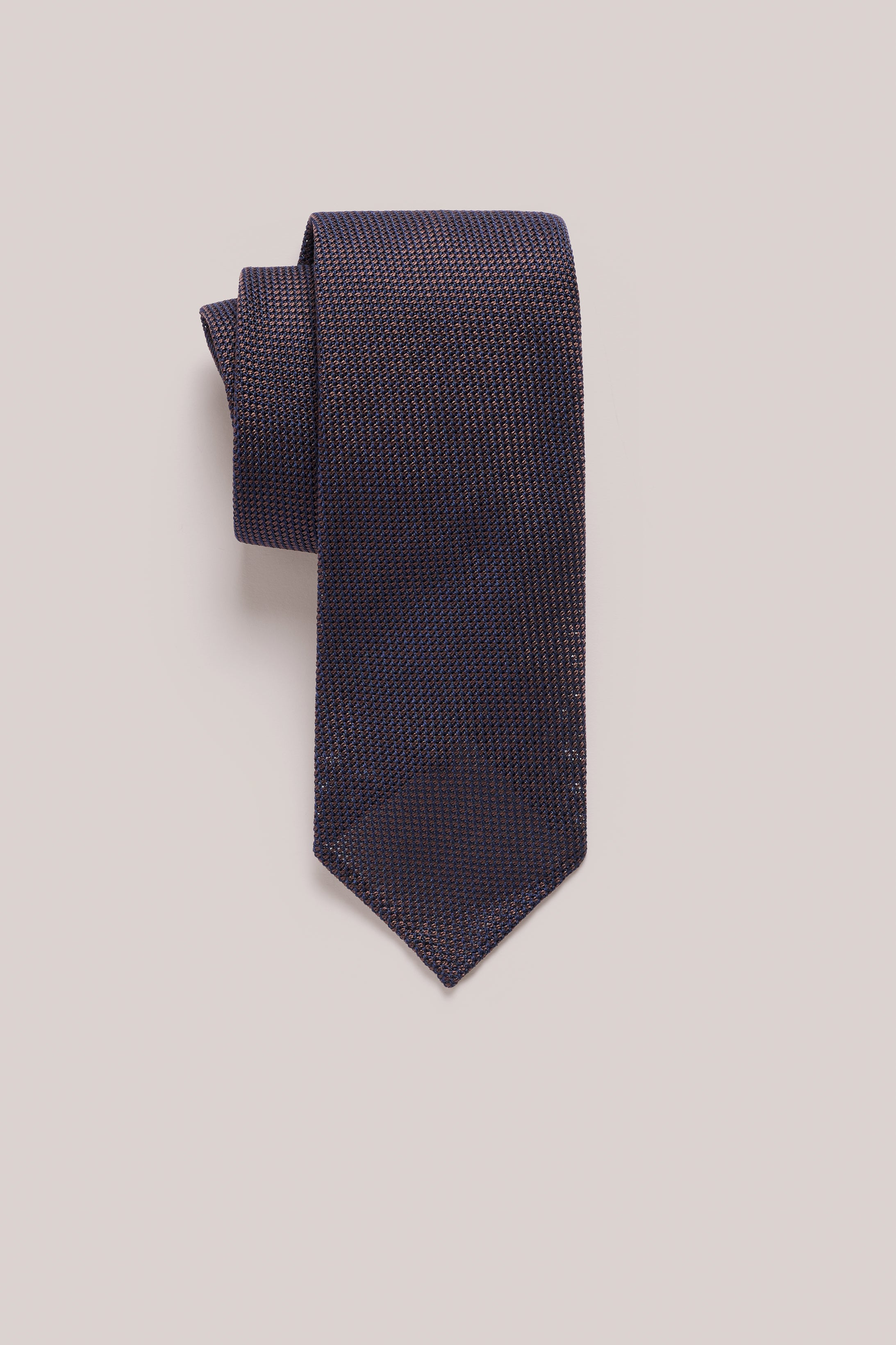 Tie - Silk Grenadine - Navy & Brown Two Tone Cloth