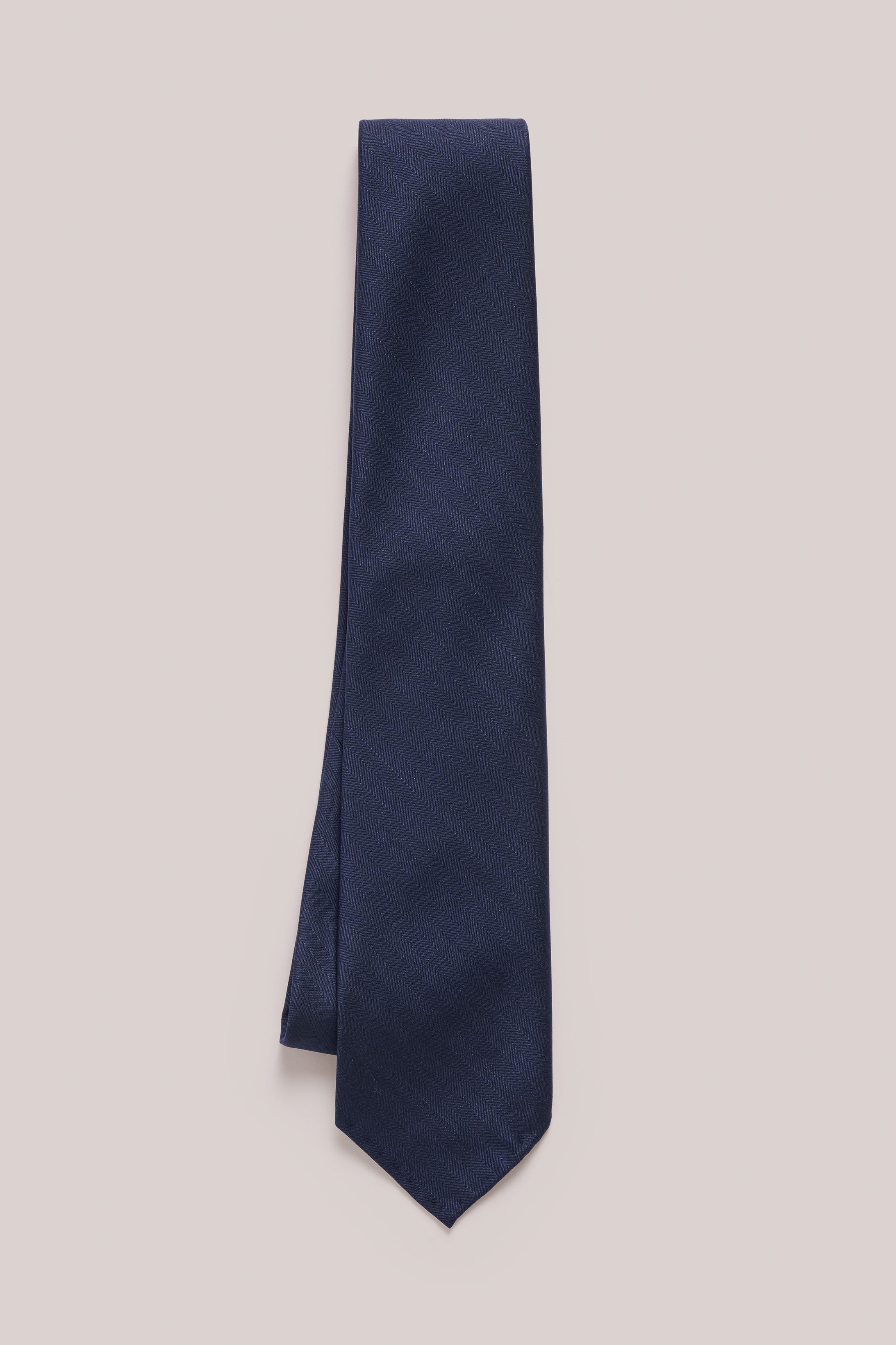 Tie - Wool & Silk - Dark Blue Solaro Stripe