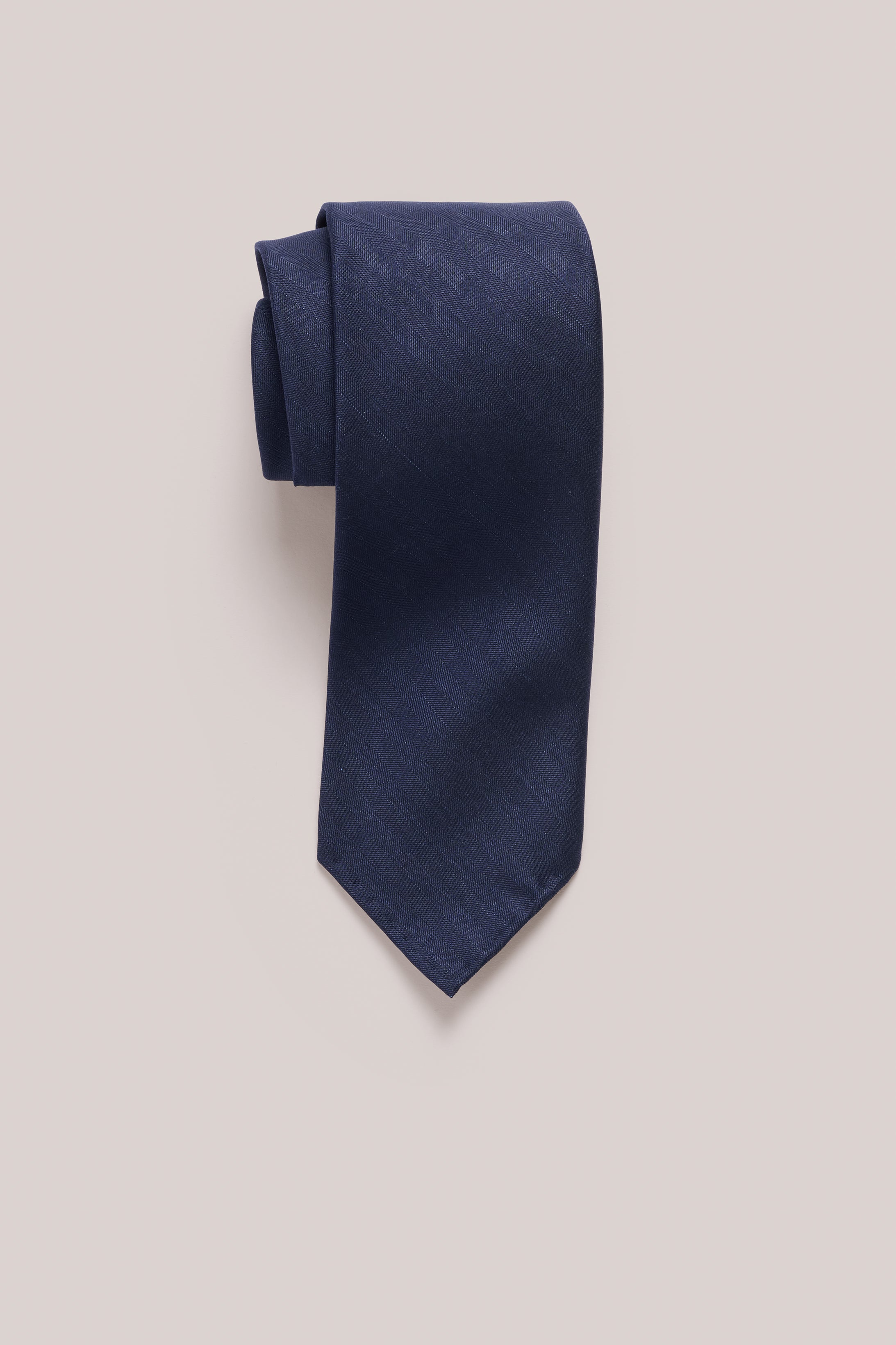 Tie - Wool & Silk - Dark Blue Solaro Stripe