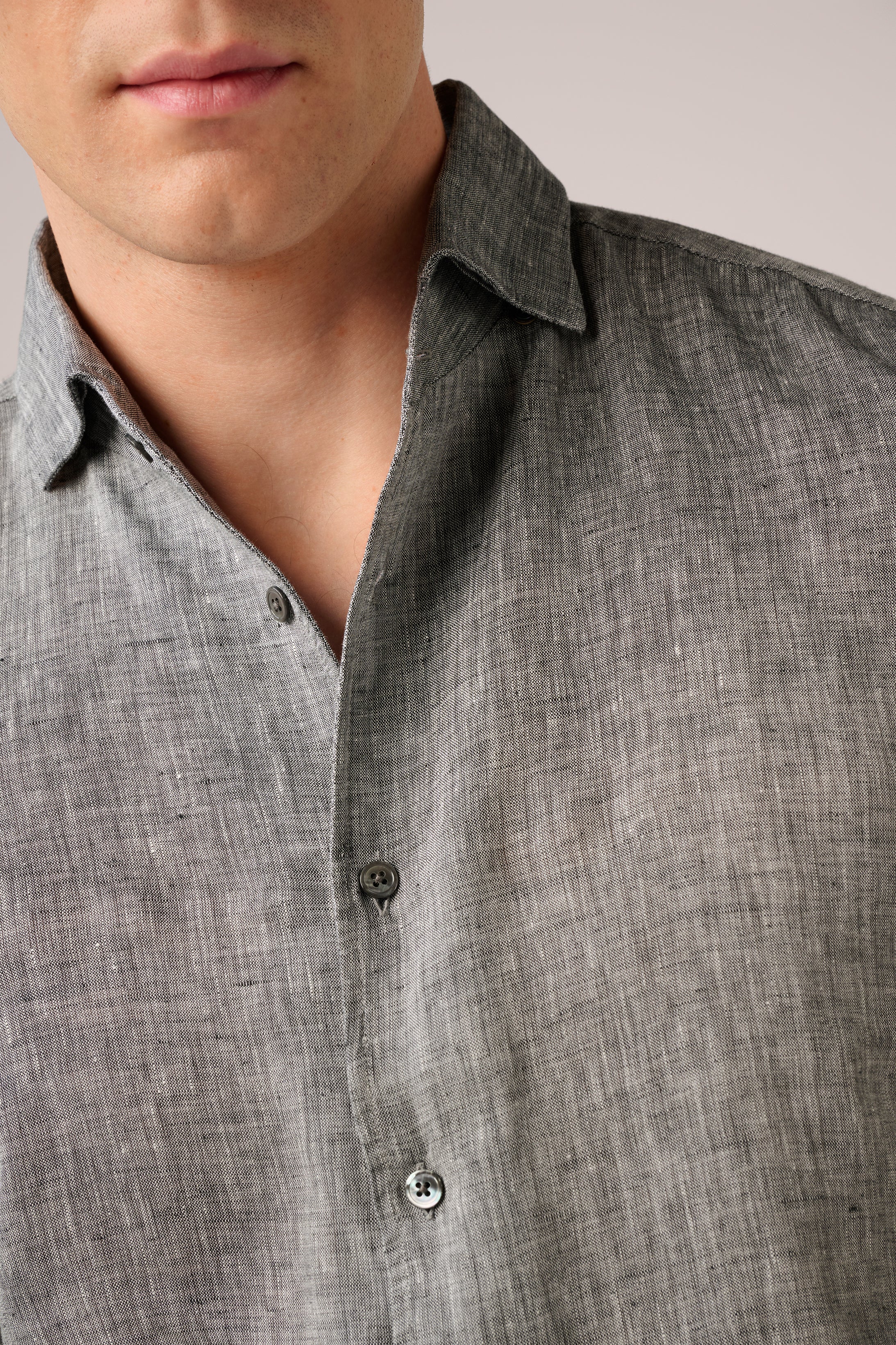Bronte Linen Evening Shirt - Charcoal