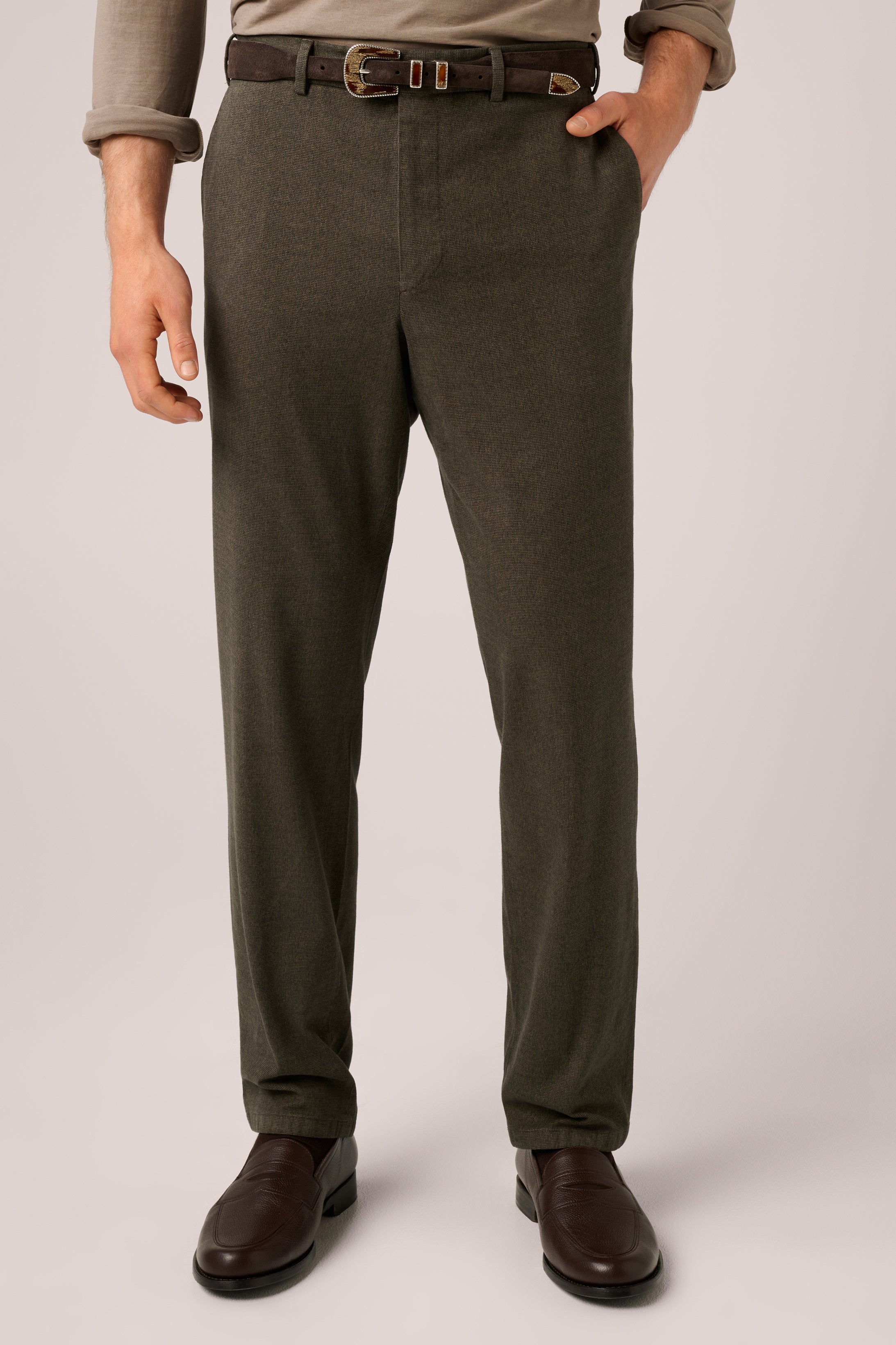 Super Soft Chino - Garment-Dyed Italian Cotton - Melange Chocolate Brown