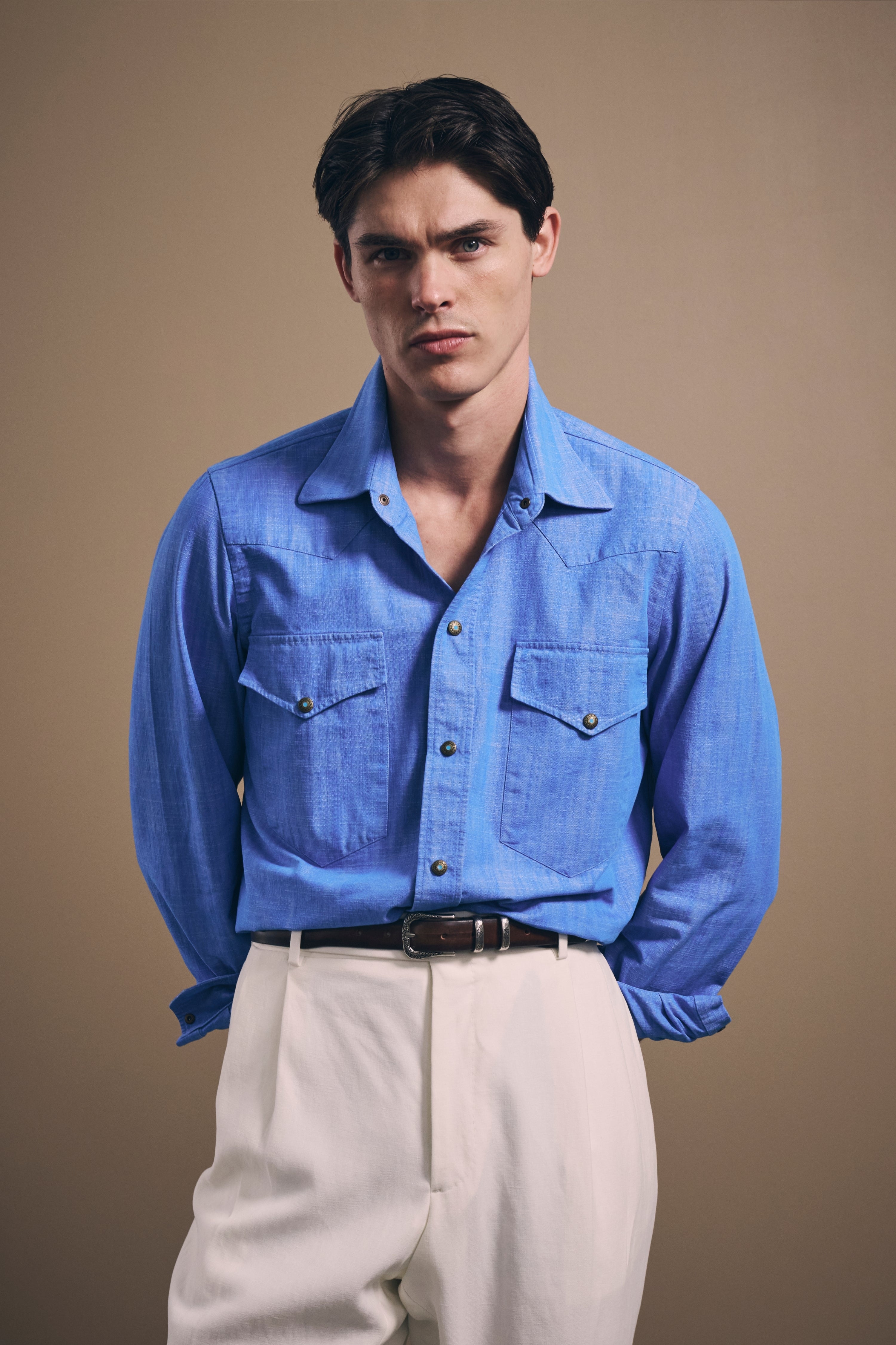 Naples Western Shirt - Italian Denim - Summer Blue