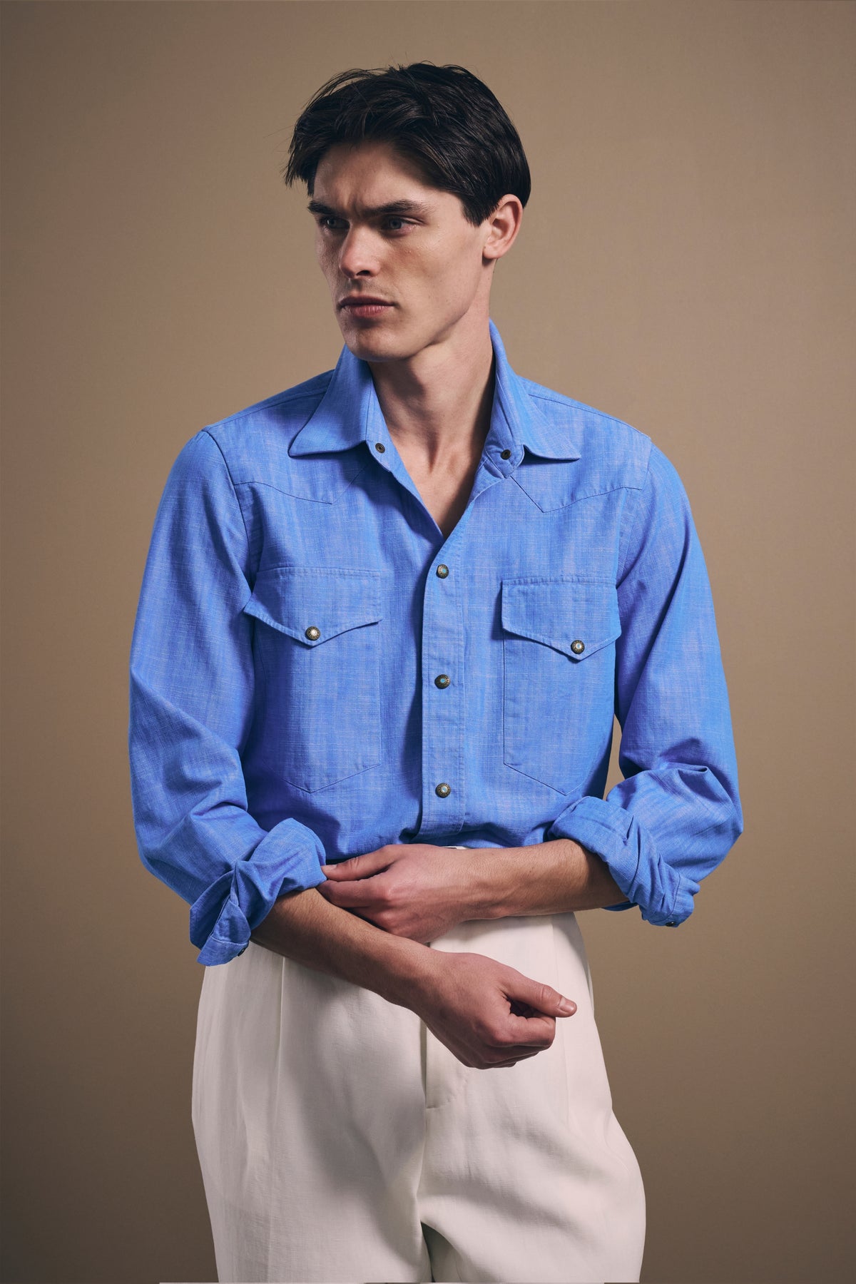 Naples Western Shirt - Italian Denim - Summer Blue