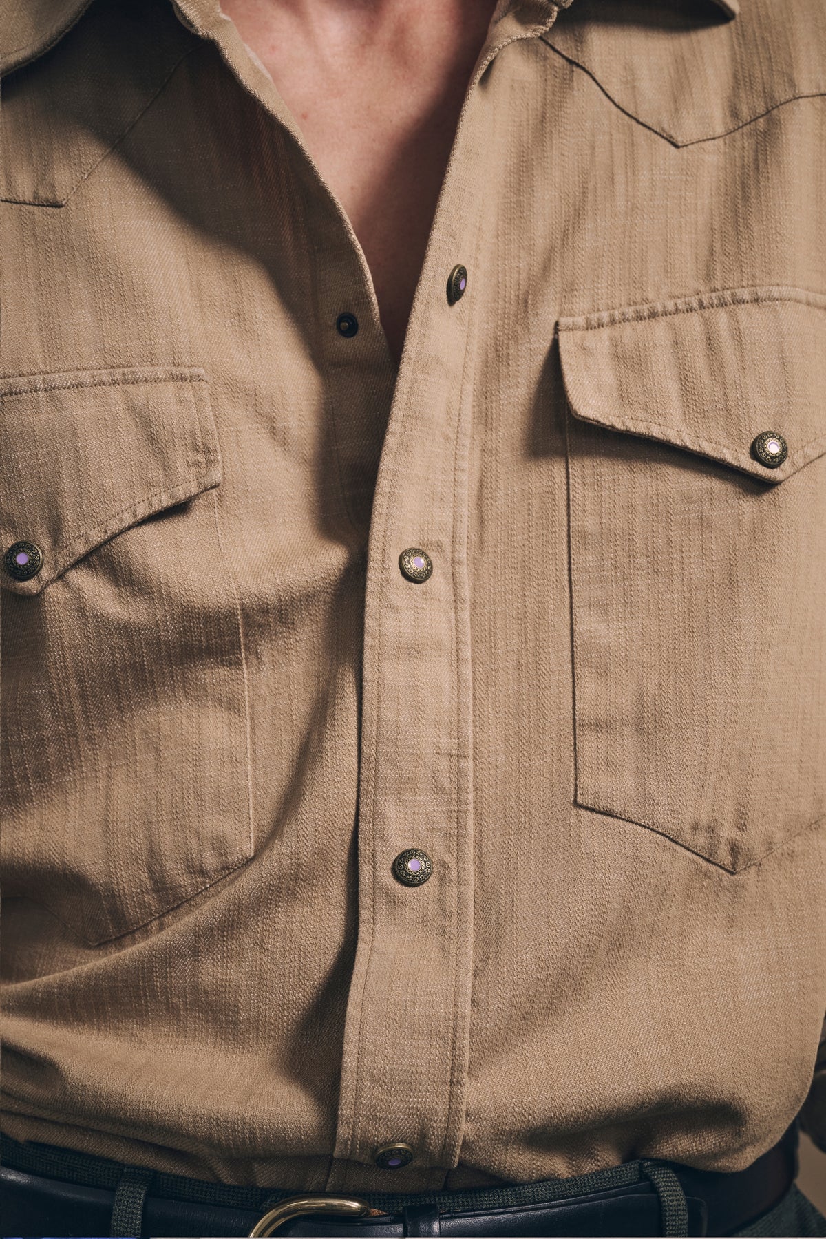 Naples Western Shirt - Italian Denim - Washed Sand