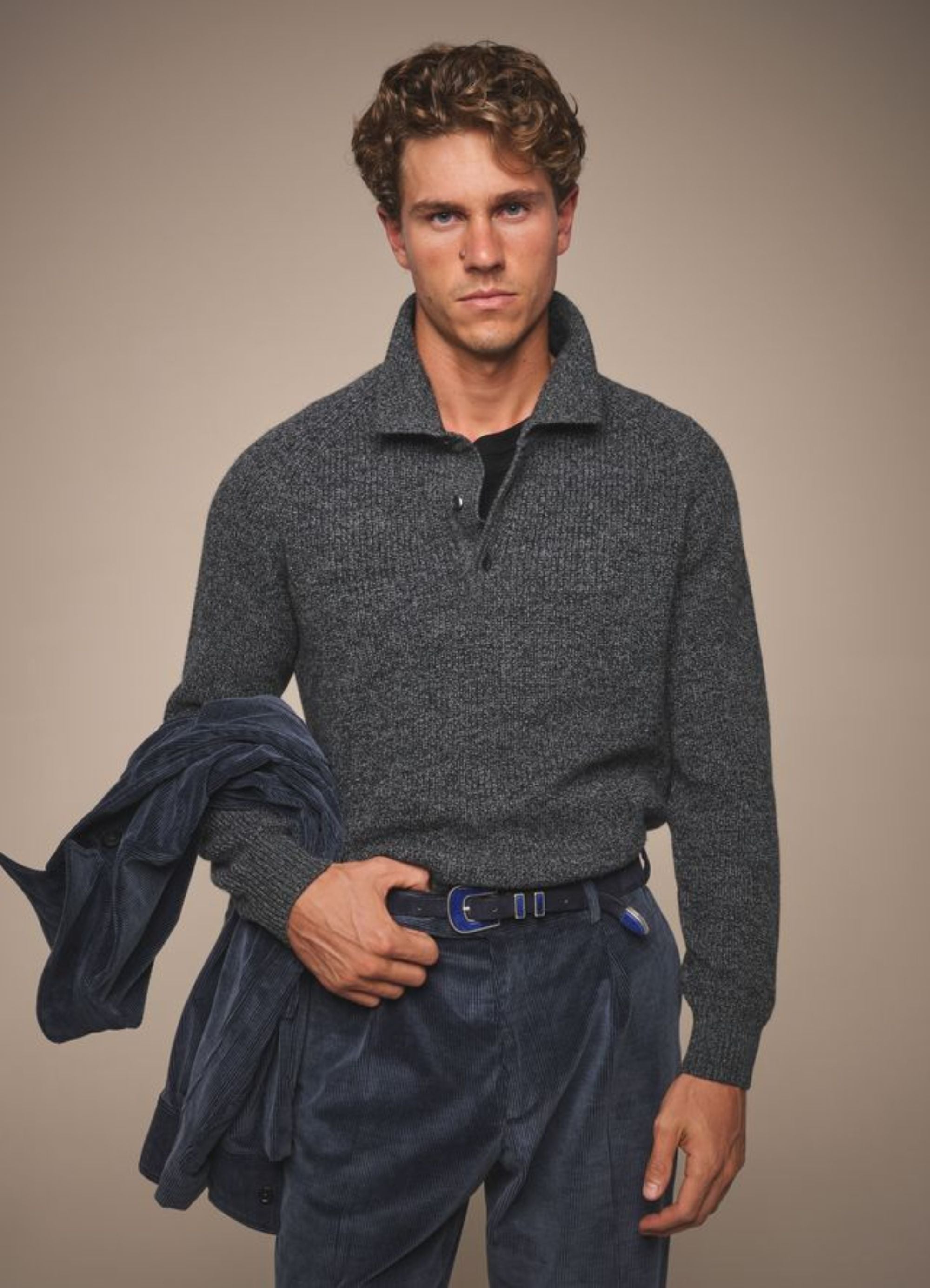 Corduroy Trouser - Cotton And Wool - Steel Blue