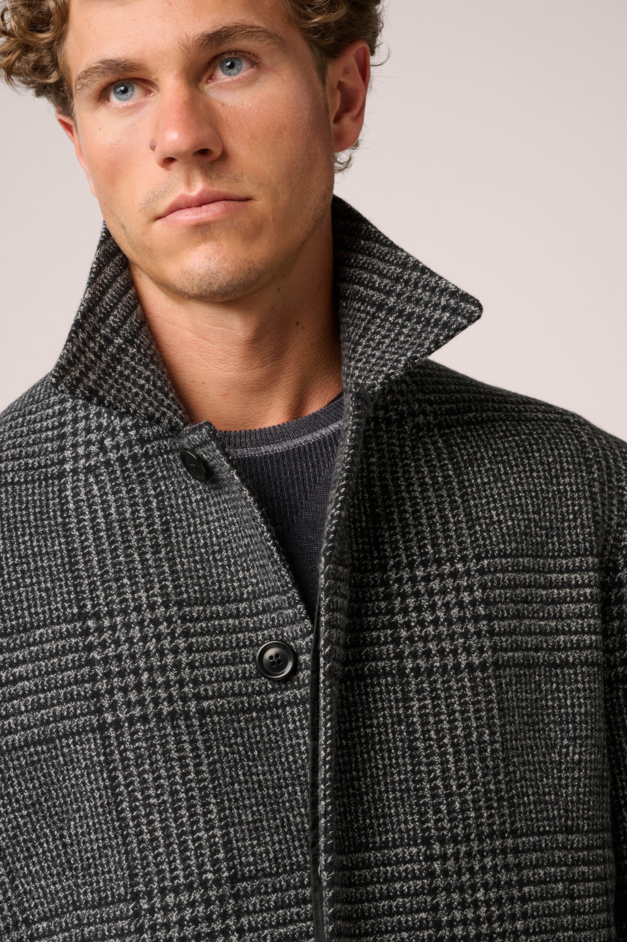 Webster Overcoat - Wool and Cashmere - Slate Grey Prince of Wales