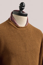 Winton Crew-Neck Sweater - Knit Cotton - Ochre