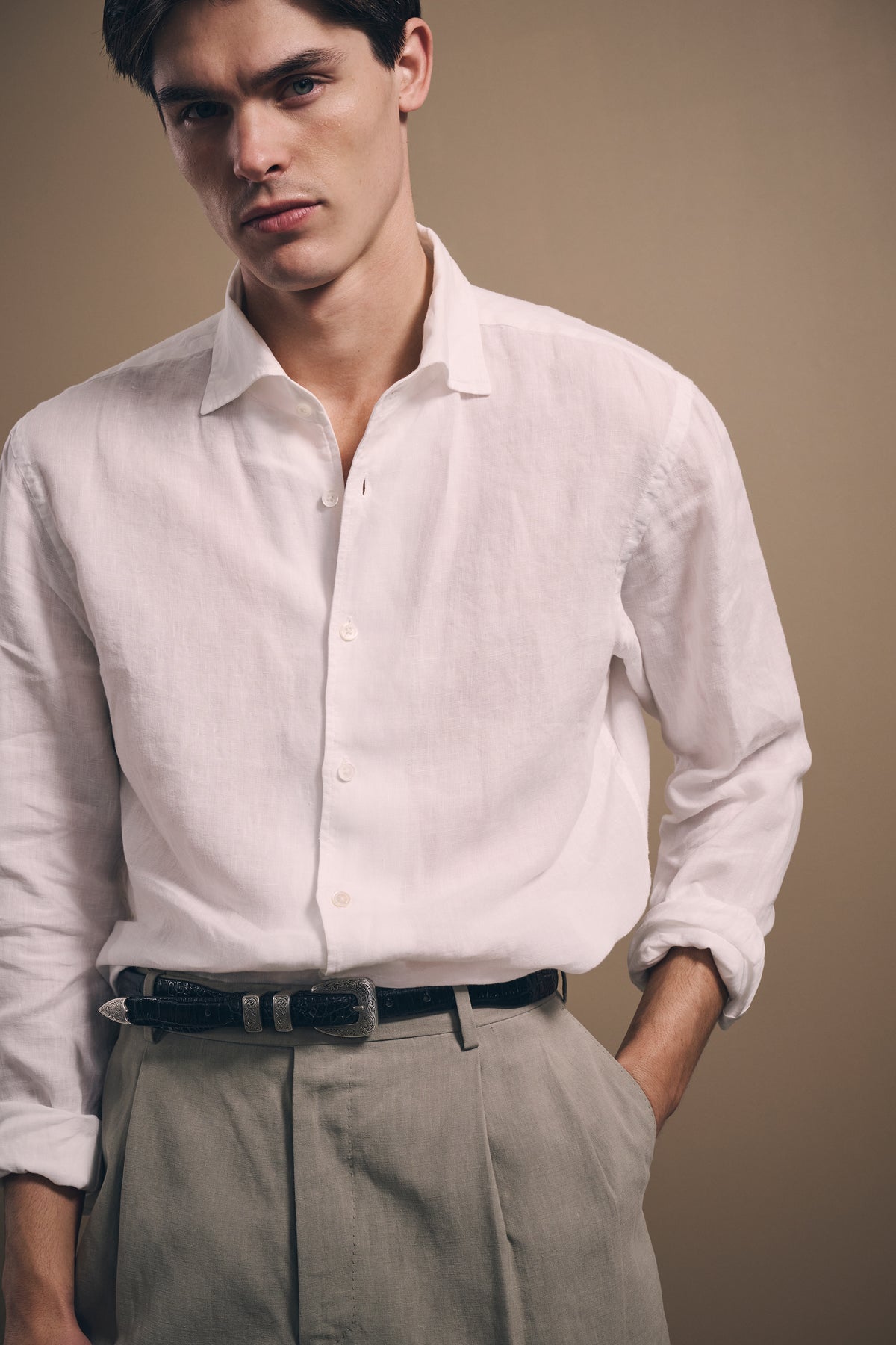Garment-Dyed Shirt - Italian Linen Shirt - White