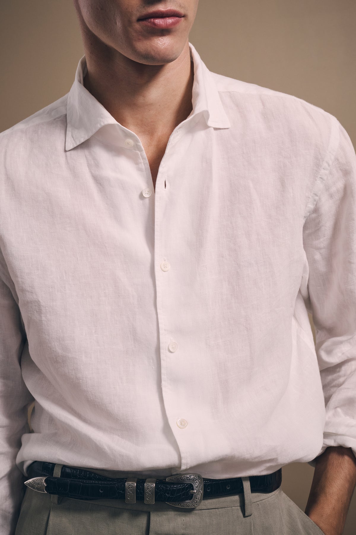 Garment-Dyed Shirt - Italian Linen Shirt - White